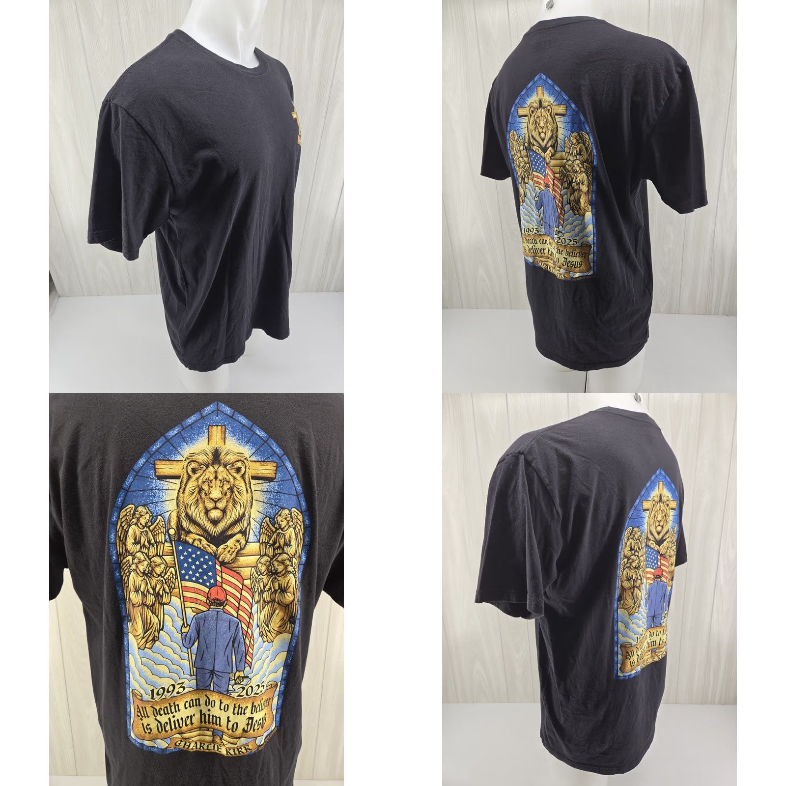 Vintage Charlie Kirk T-Shirt XL Patriotic Political Religious Graphic Cotton Tee Men Short Sleeve Size US XL / EU 56 / 4 - 8 Thumbnail
