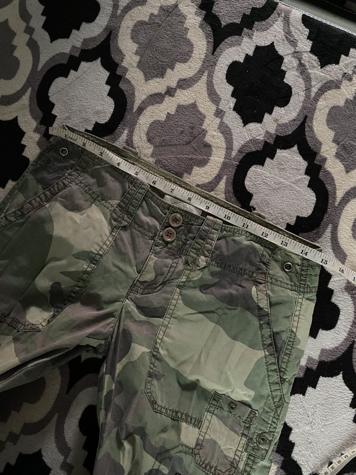If Six Was Nine × Japanese Brand × Le Grande Bleu (L.G.B.) 2000s abercrombie & fitch flared camo pants goa style Size US 27 - 10 Thumbnail