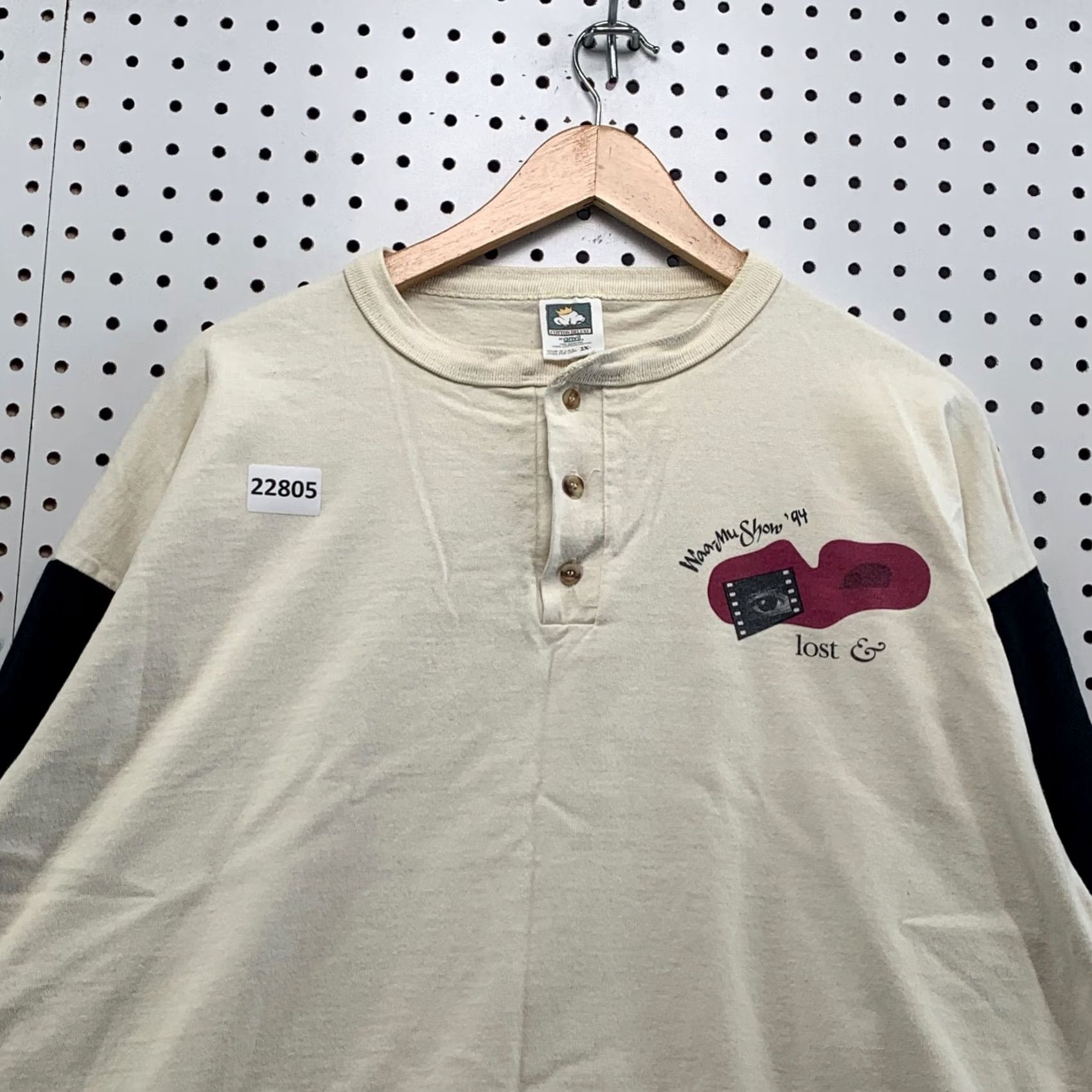 Vintage VINTAGE WAA-MU Show Henley Shirt Beige Long Sleeve Lost & Found Mens 2XL 1994 Size US XL / EU 56 / 4 - 3 Thumbnail