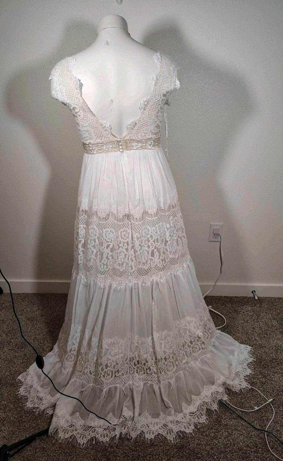 Hebeos NWT A Line Lace Ruched Short Wedding Dress Size 14