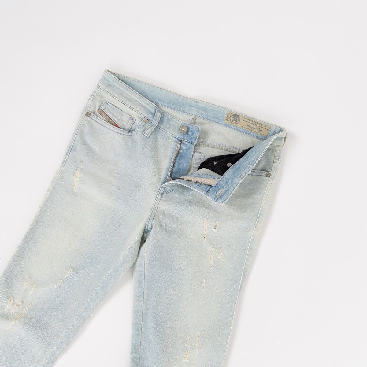 Diesel Diesel Skinzee Super Slim Skinny Jeans Light Blue Distressed Size 28" / US 6 / IT 42 - 3 Thumbnail