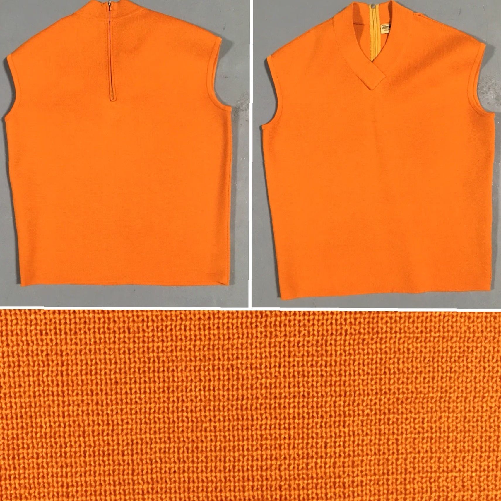 Vintage VINTAGE silan TREVIRA 2000 Made In Italy Texturized Polyester Sleeveless Top 60s Orange Women Womens Mod GoGo 1960s Shirt Size L / US 10 / IT 46 - 4 Thumbnail