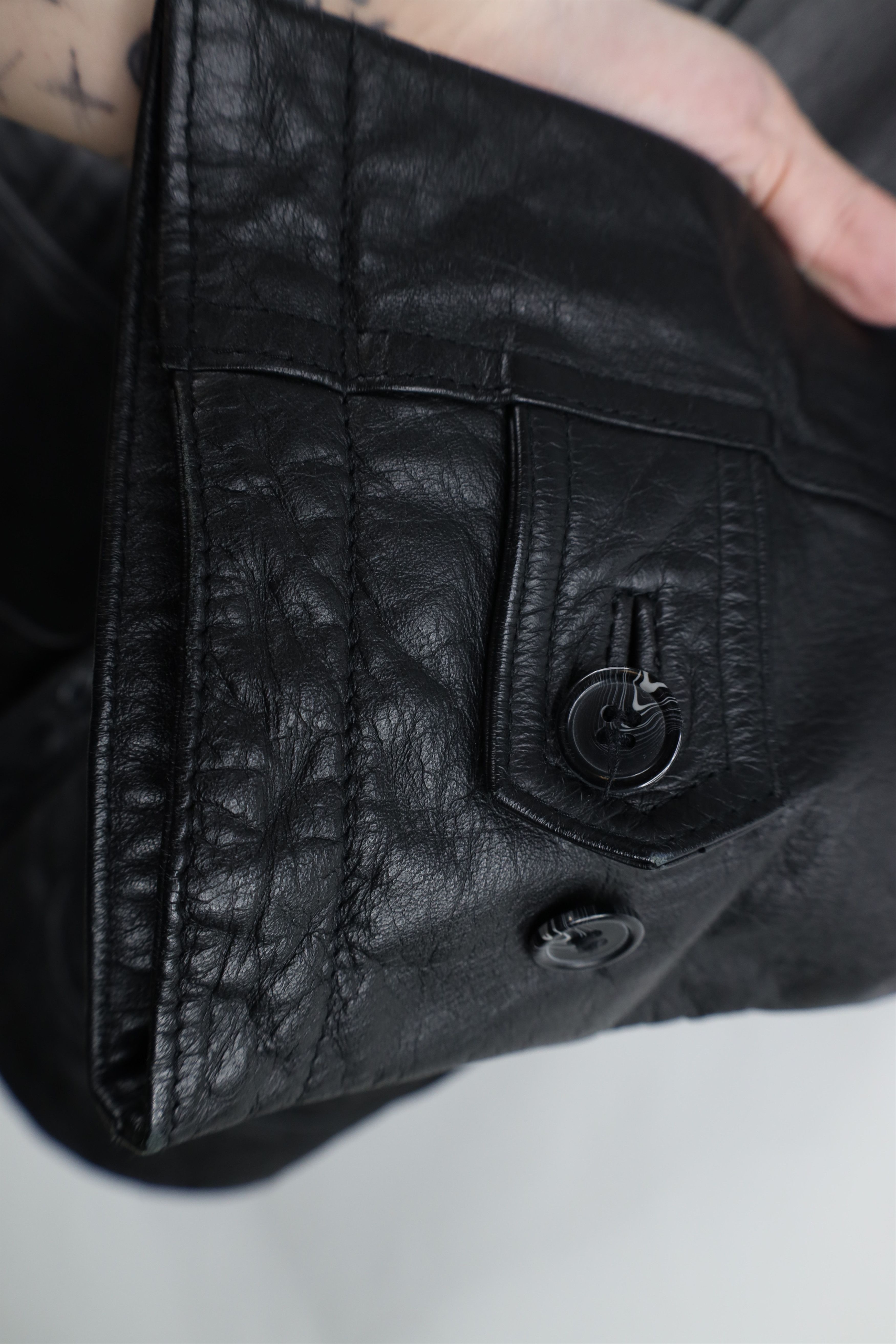Vintage Vintage 90s Streetwear Leather Chore Barn Jacket Black Size M / US 6-8 / IT 42-44 - 4 Thumbnail