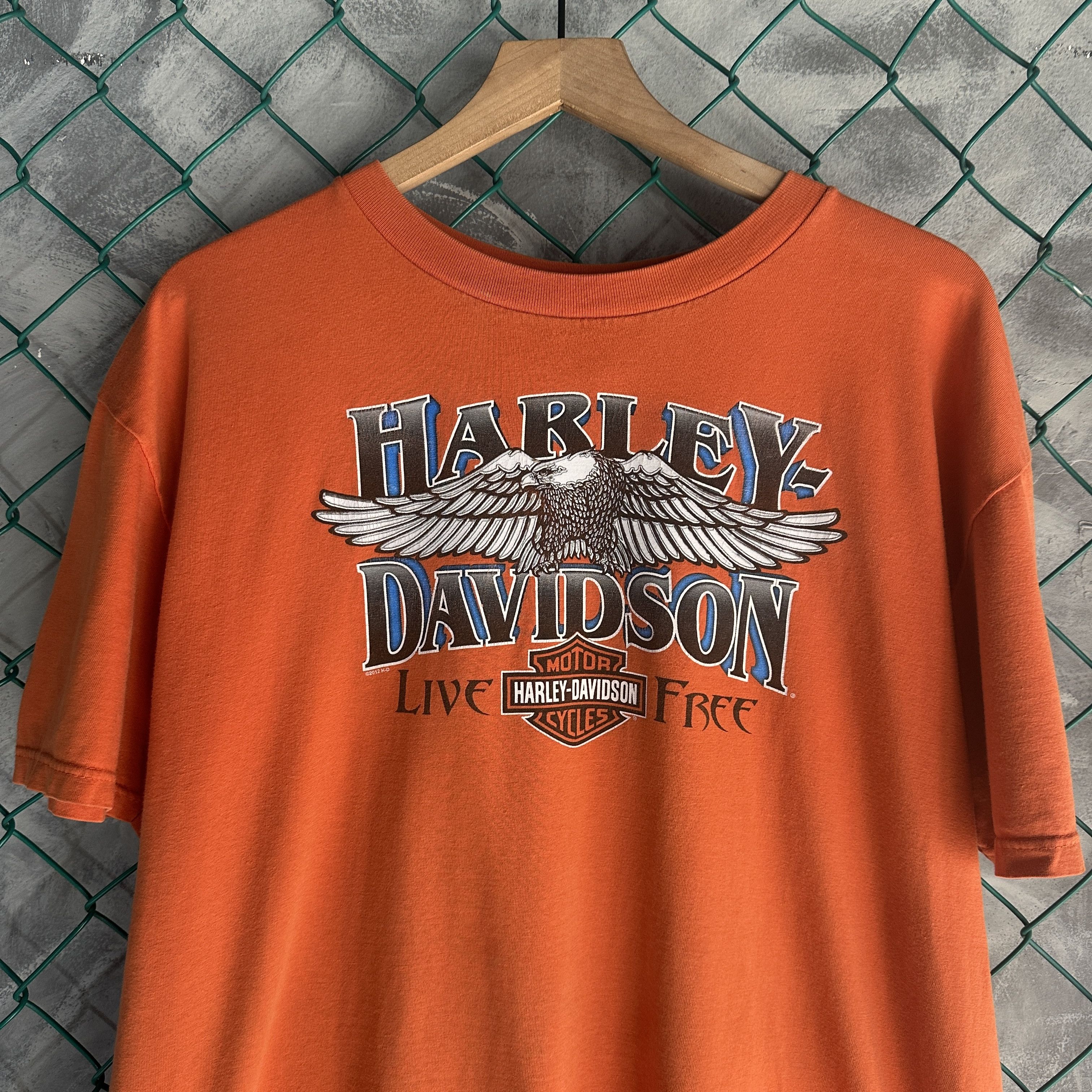 Harley Davidson Vintage Harley Davidson T Shirt Orange American Eagle Kuwait Size US XL / EU 56 / 4 - 3 Thumbnail