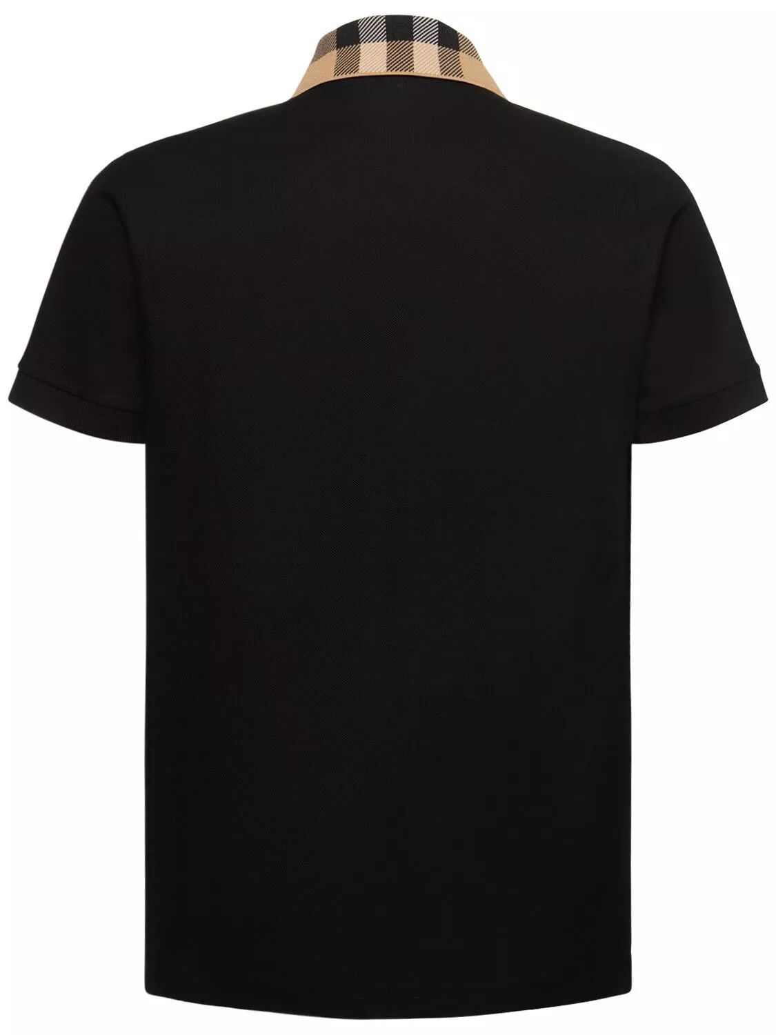 Burberry Burberry Check Black Cotton Slim Fit Polo Shirt New