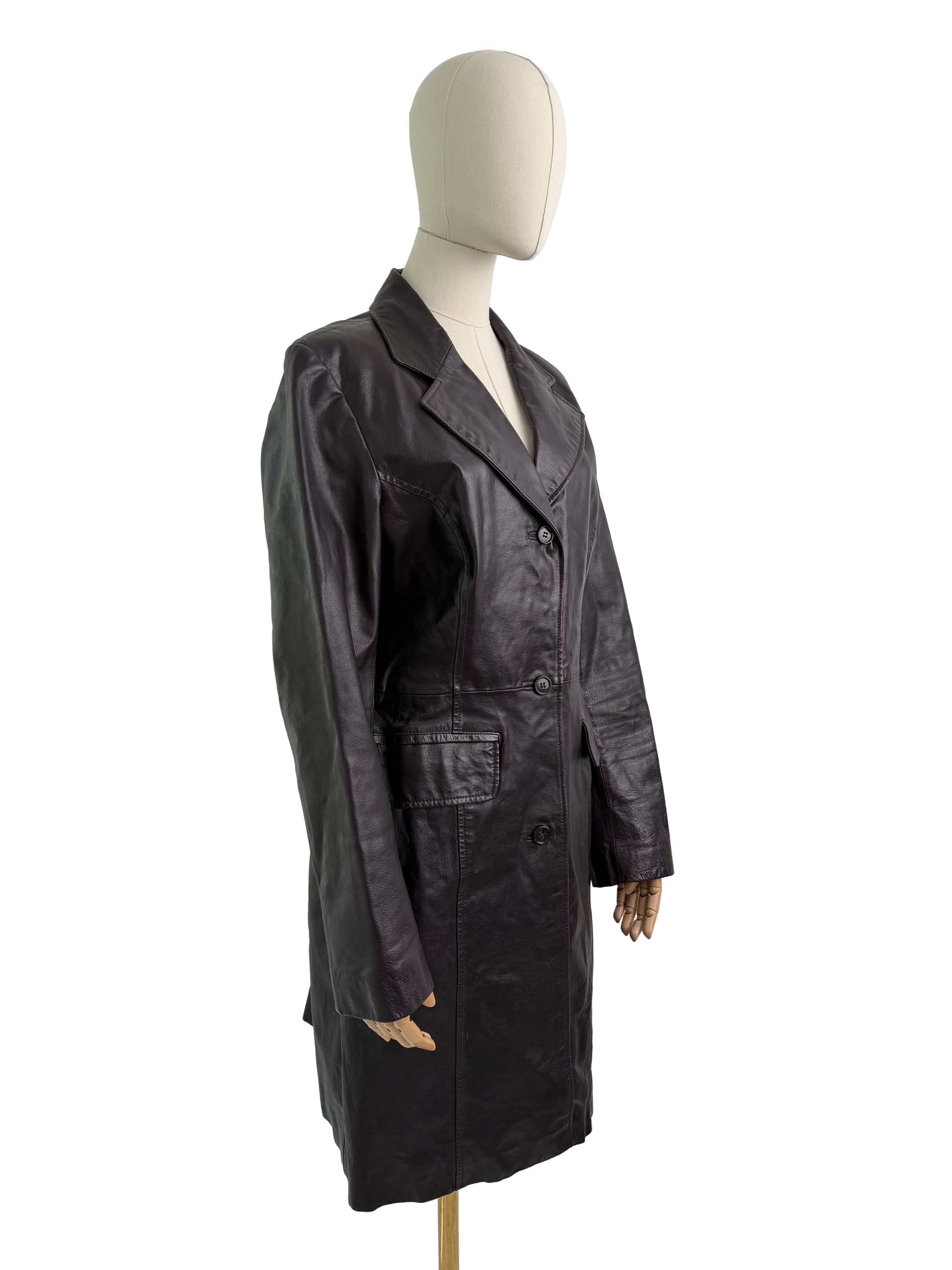 Vintage Vintage Leather Coat Blazer Button Front Long Classic Size L / US 10 / IT 46 - 2 Thumbnail