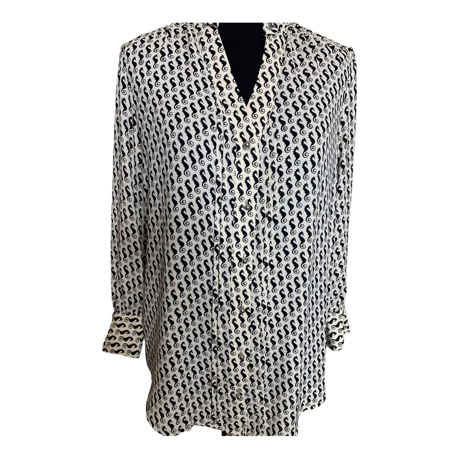 Anthropologie Moulinette Soeurs seahorse print button down blouse size 2 Size XS / US 0-2 / IT 36-38 - 10 Thumbnail