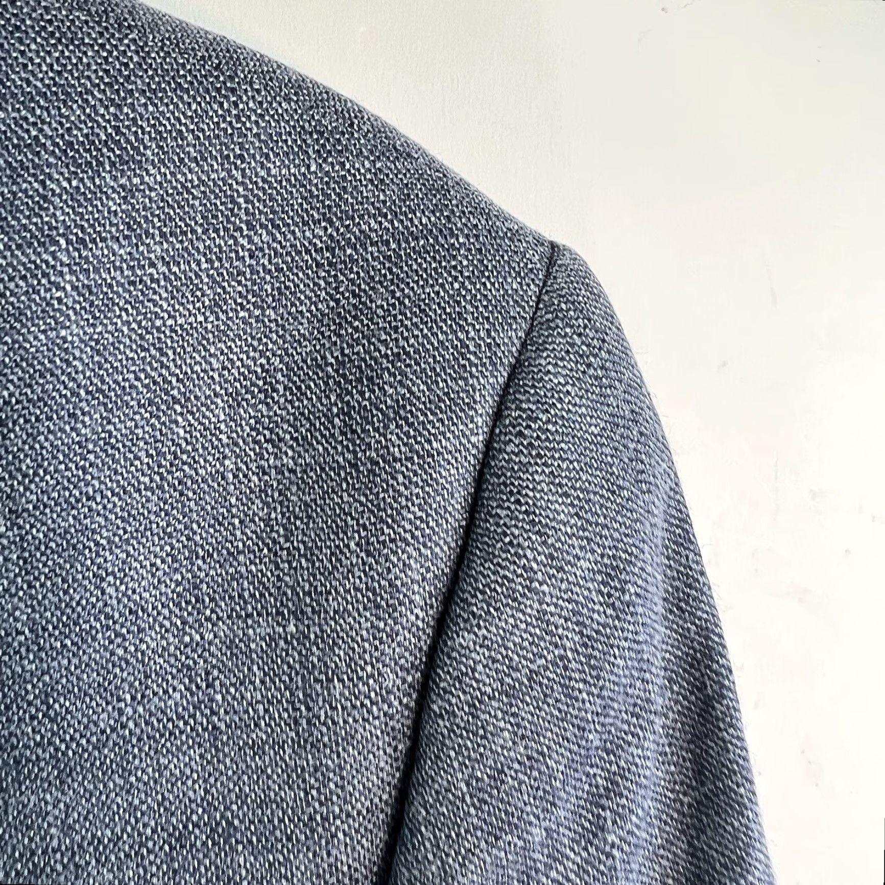 Vintage LAUREN Ralph Lauren Silk-Wool Blend Sports Jacket Men 42 Long Blue Tweed Check 2-Button Notch Lapel Regular Fit Mens Size US XS / EU 42 / 0 - 2 Thumbnail