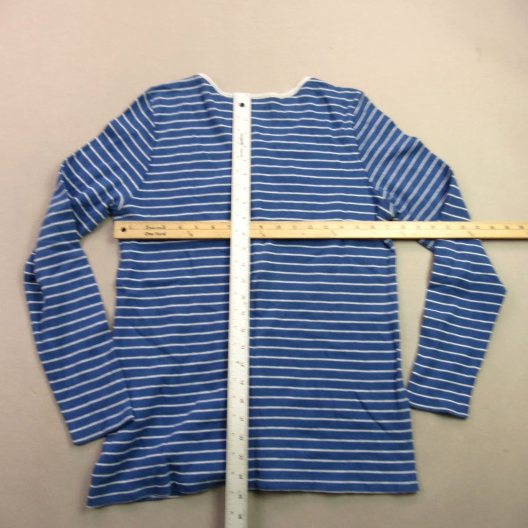 J. Jill J Jill Shirt Womens L Henley Stripes Buttons Blue Casual Shirt Size L / US 10 / IT 46 - 6 Thumbnail
