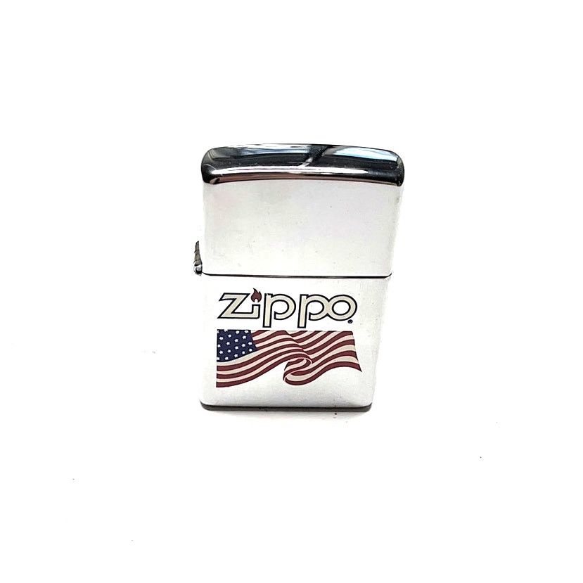 Zippo VINTAGE ZIPPO- American Flag w/ Zippo Logo - 1998 Chrome NIB Size ONE SIZE - 11 Thumbnail