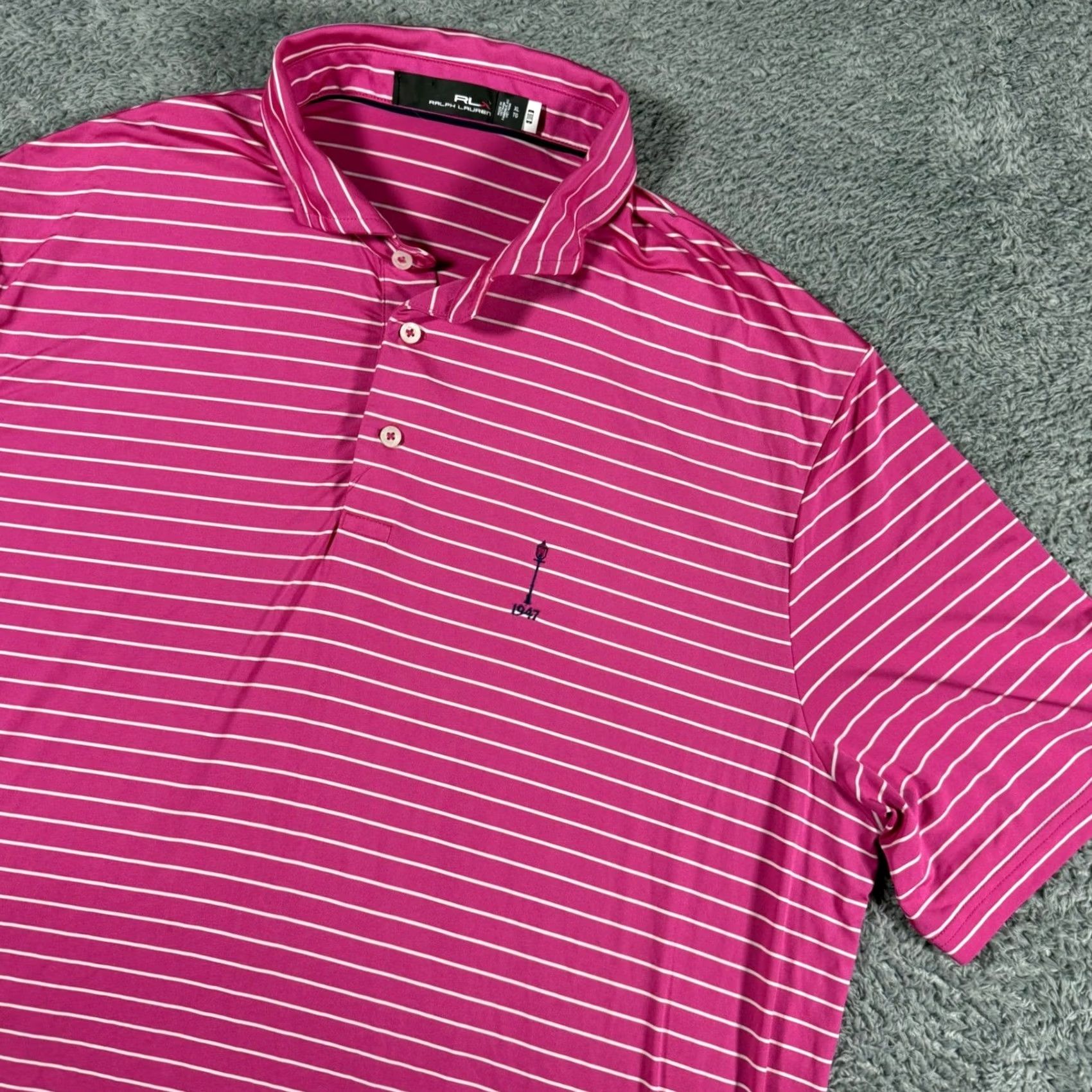 RLX Ralph Lauren RLX Ralph Lauren Shirt Mens XL Pink Performance Golf Polo Striped Club Size US XL / EU 56 / 4 - 2 Thumbnail