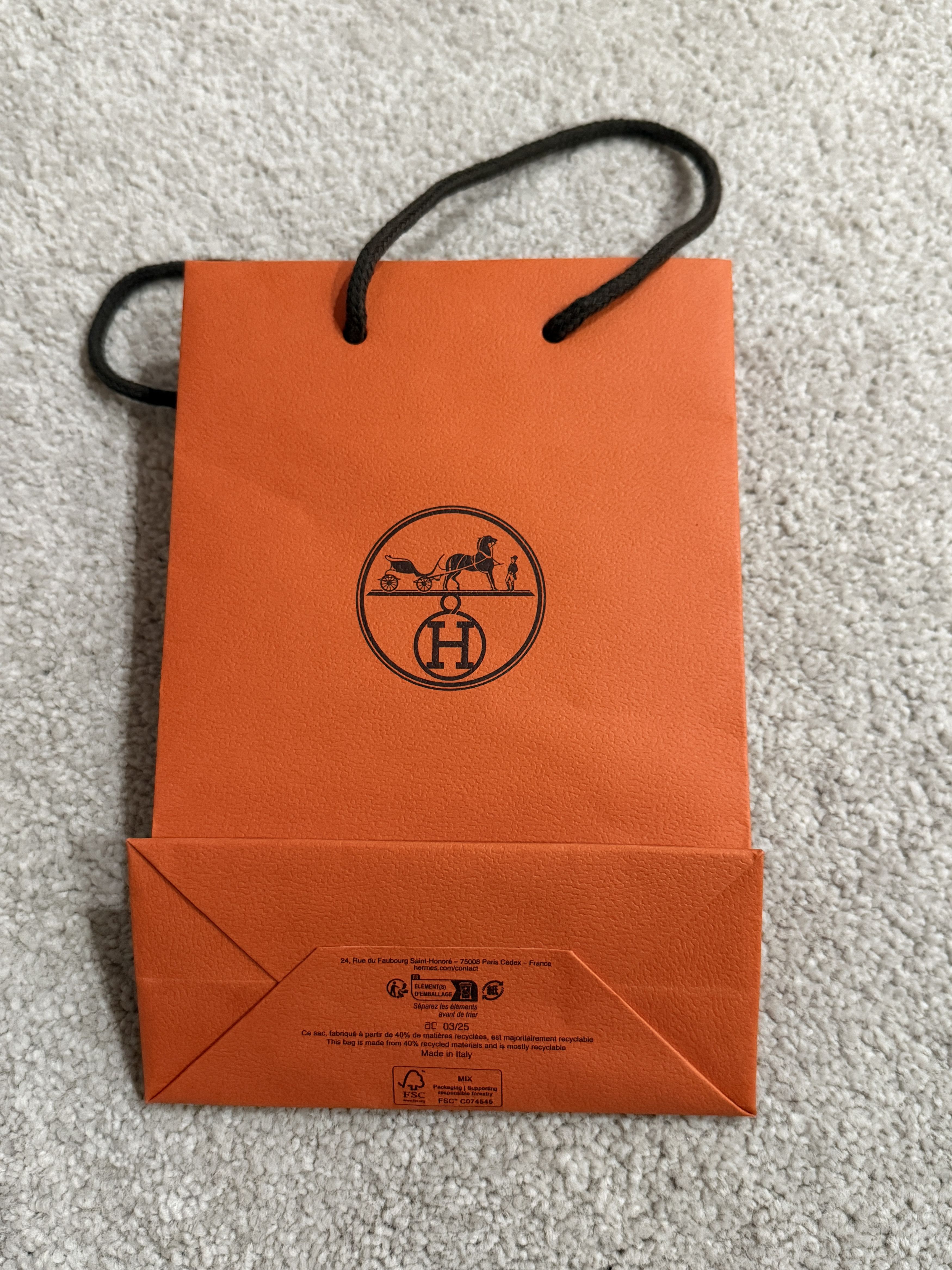 Hermes Authentic Hermes Orange Gift Paper Shopping Bag - Small Size ONE SIZE - 2 Thumbnail