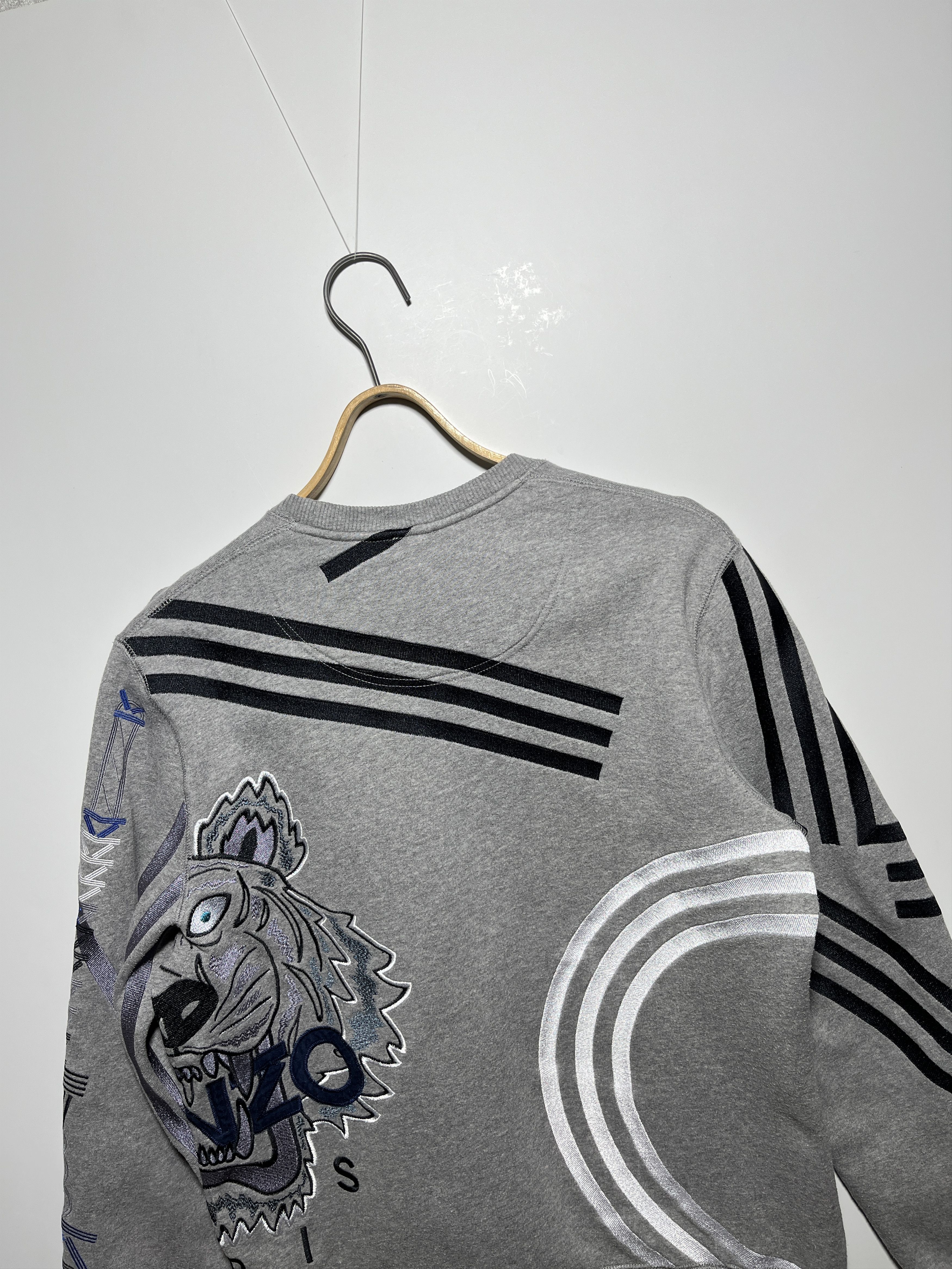 Kenzo Kenzo Embroidered Tiger Geometric Gray Sweatshirt Size M Size US M / EU 48-50 / 2 - 5 Thumbnail