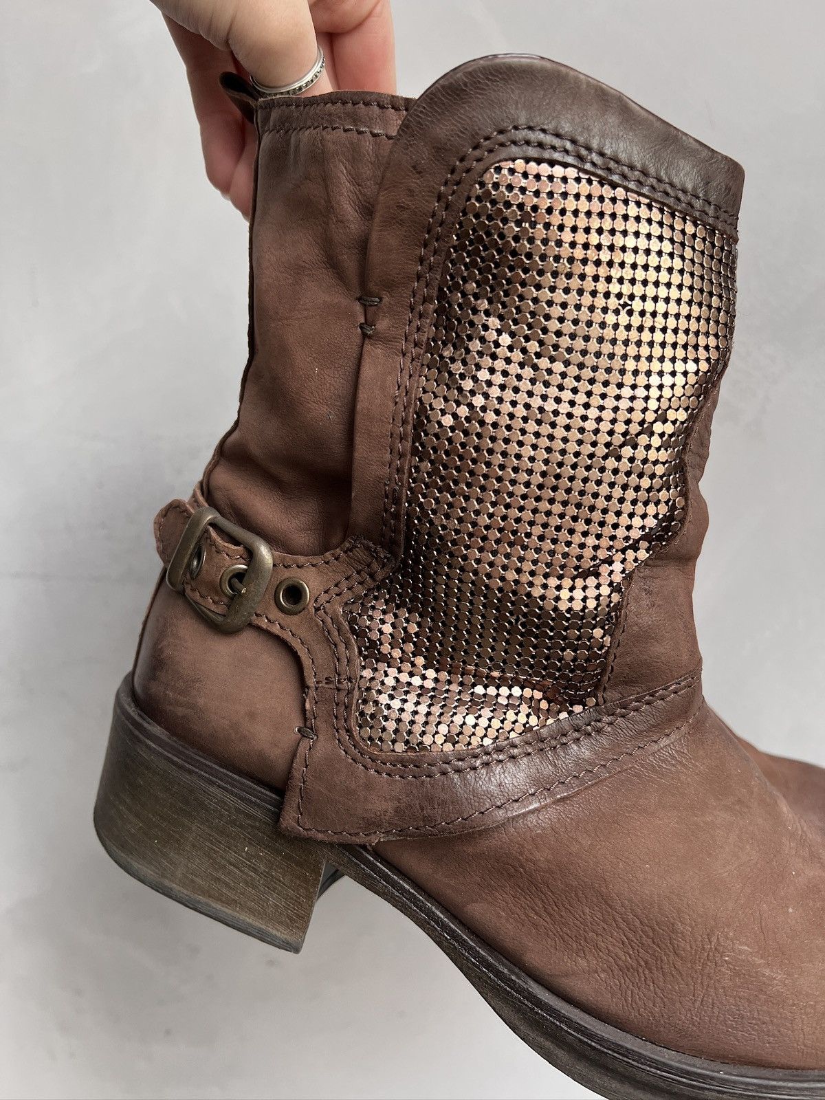 Hedi Slimane Studded shield leather ankle boots avant garde rick owens Size US 8 / EU 41 - 5 Thumbnail