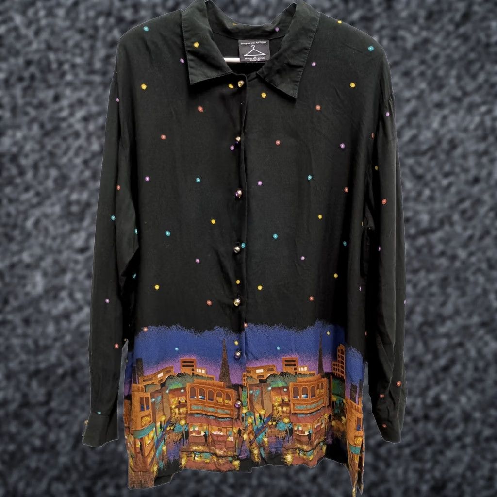 Vintage VINTAGE Anthony Design Originals Top Women XS? No Size? 1X City Night Wearable Art Size XL / US 12-14 / IT 48-50 - 1 Thumbnail