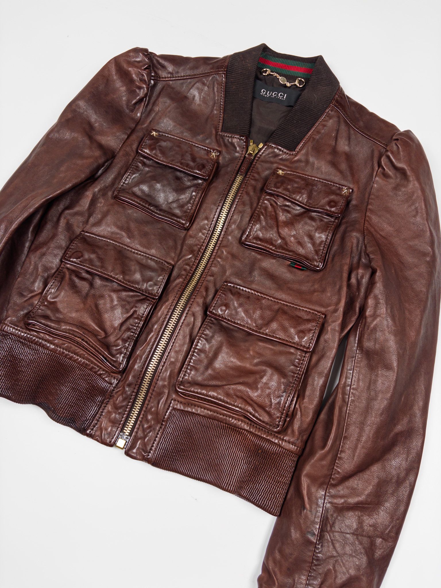 Gucci Gucci Leather Cropped Bomber Jacket Size M / US 6-8 / IT 42-44 - 4 Thumbnail