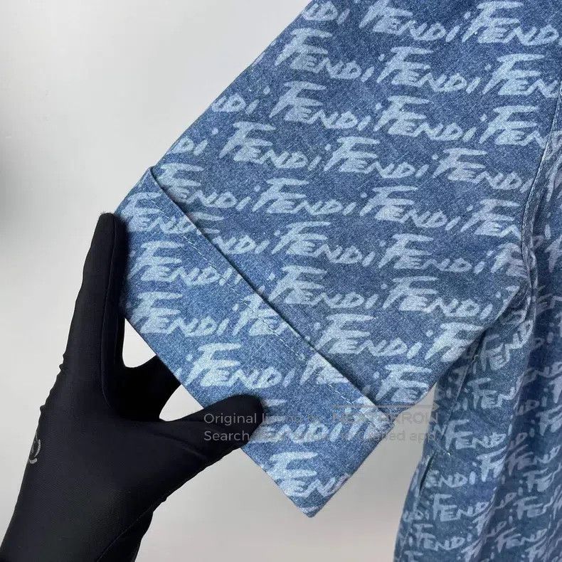 Fendi Fendi All print blue denim short-sleeve shirt Size S / US 4 / IT 40 - 8 Thumbnail