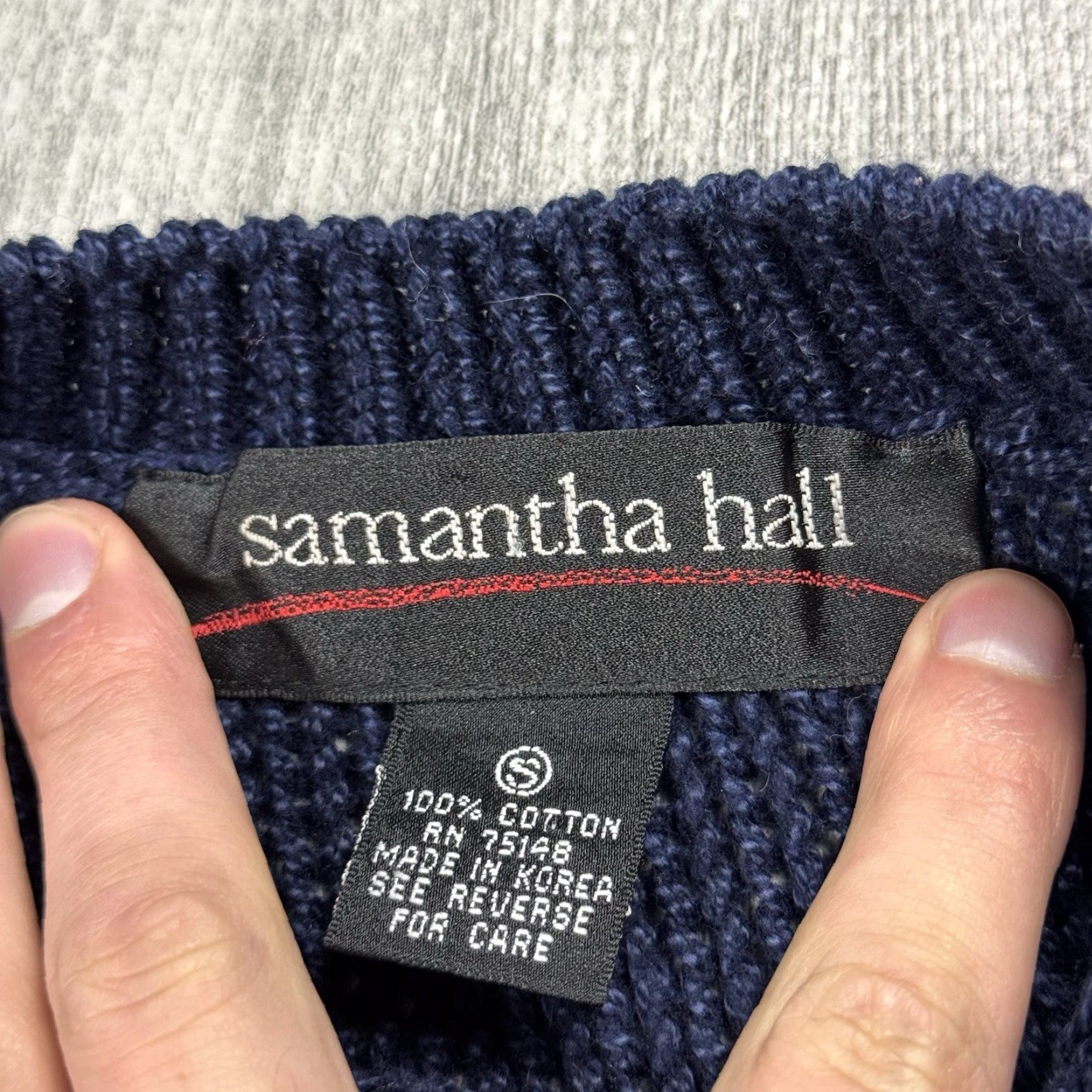 Vintage VINTAGE Samantha Hall Y2K Cable-Knit Sweater Women’s Small Navy Blue Casual Fall Winter Size S / US 4 / IT 40 - 3 Thumbnail