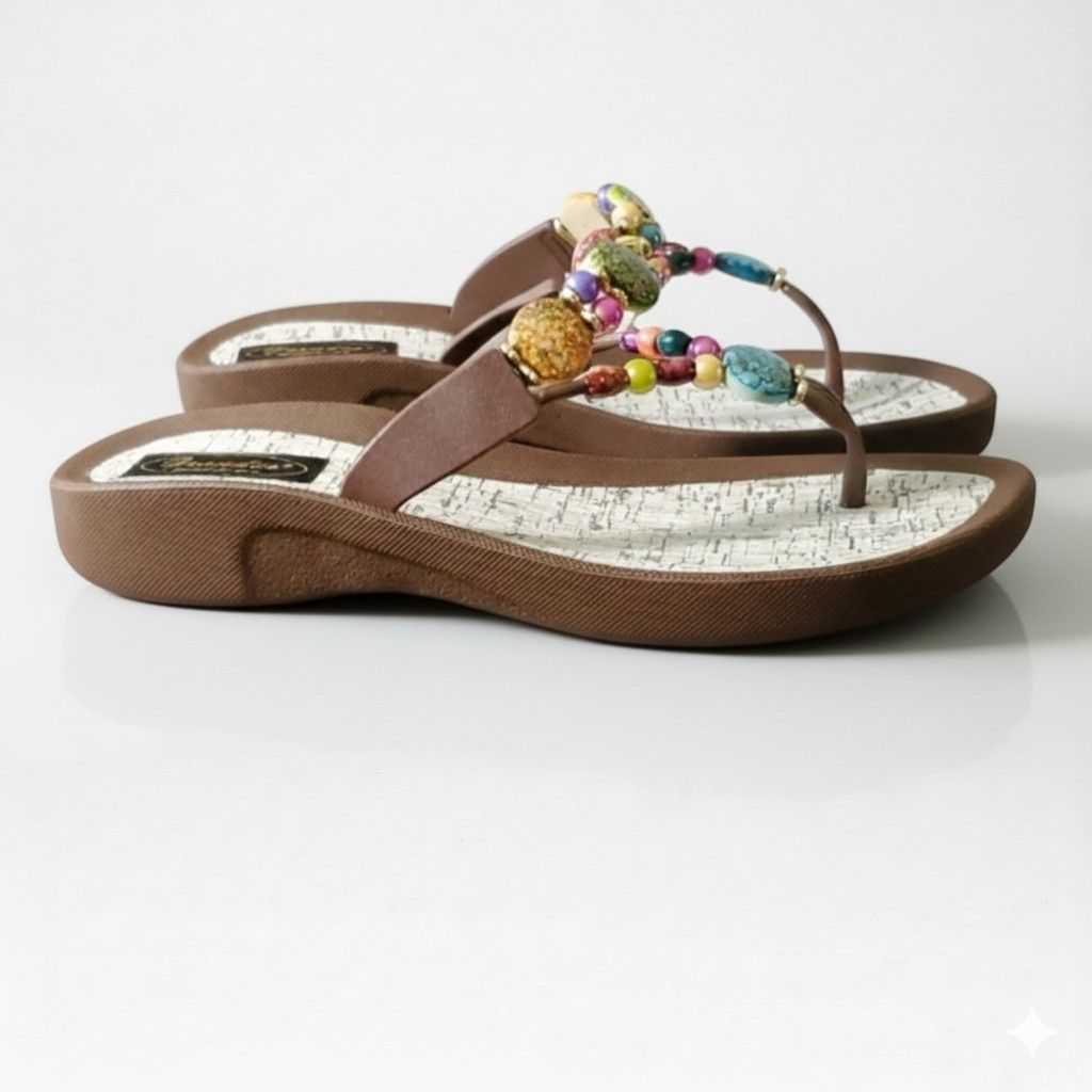 Other Grandco Size 10 NEW Sandals Rainbow Beaded Thong Flip Flop B Size US 11 / IT 41 - 4 Thumbnail