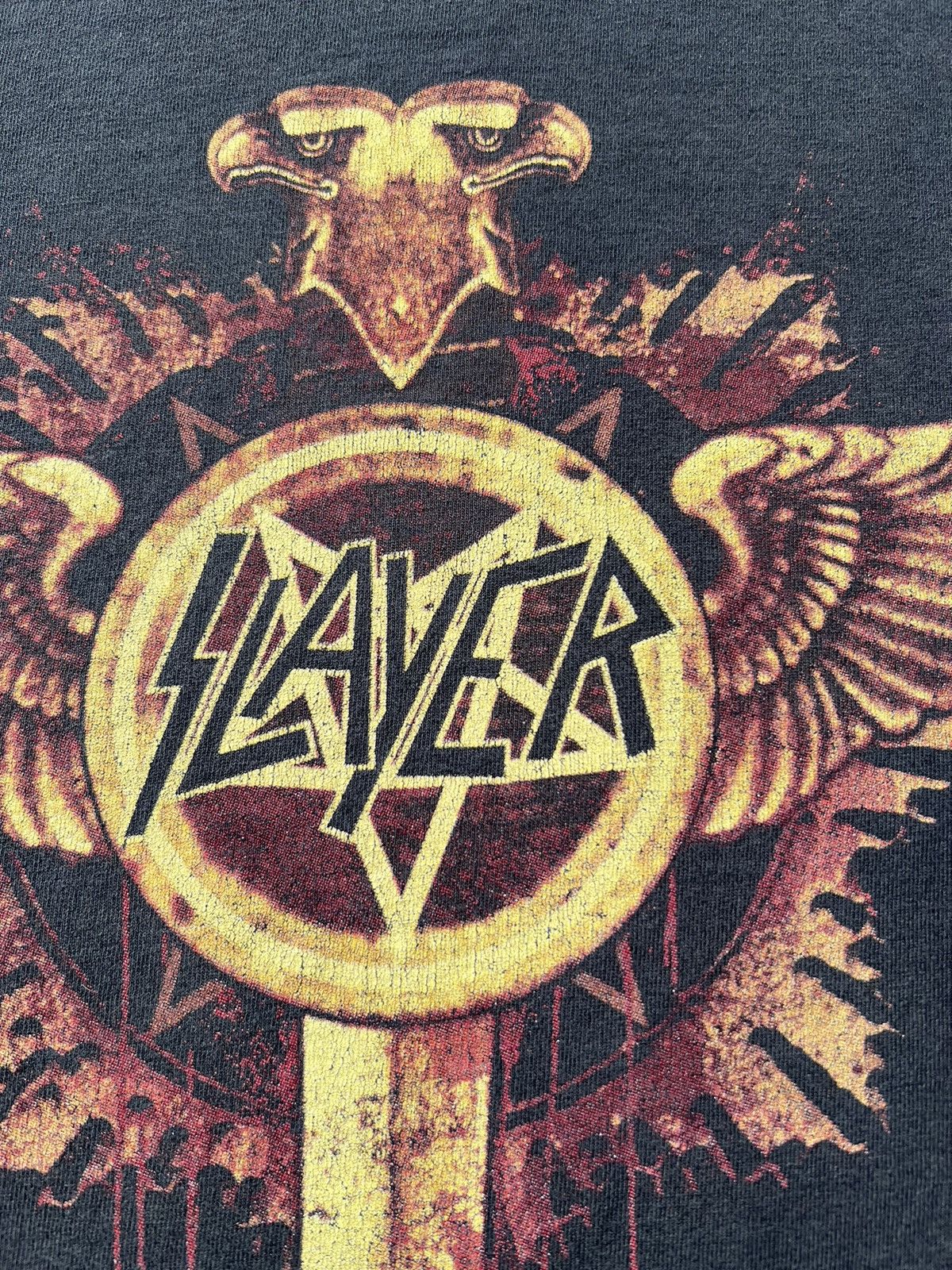 Band Tees Vintage 2000s Slayer Eagle Metal Band Y2k Black T-shirt Size US XL / EU 56 / 4 - 4 Thumbnail