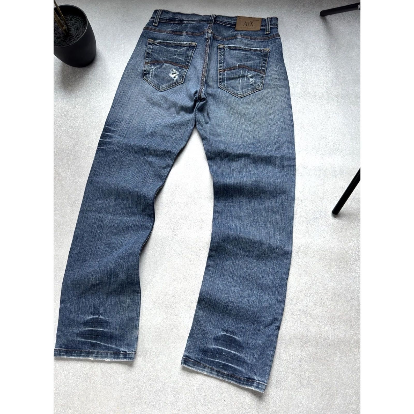 Vintage VINTAGE Armani Jeans Jeans Men’s Size 30x32 S Blue Logo Distressed 90s Y2K USA Japan Style Straight Mens Size US 29 - 3 Thumbnail