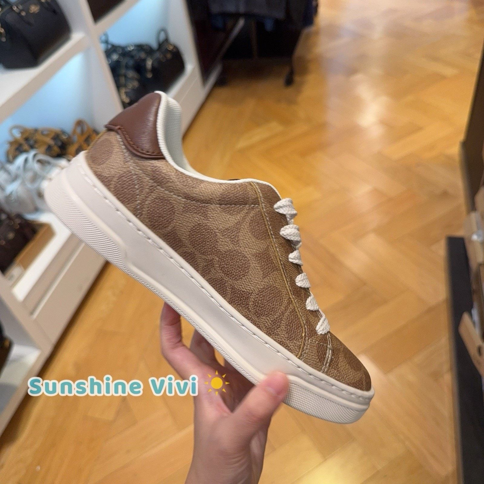 Coach NEW COACH Women's High Line Sneaker Canvas CW970 Brown Khaki Size US 5.5 / IT 35.5 - 3 Thumbnail