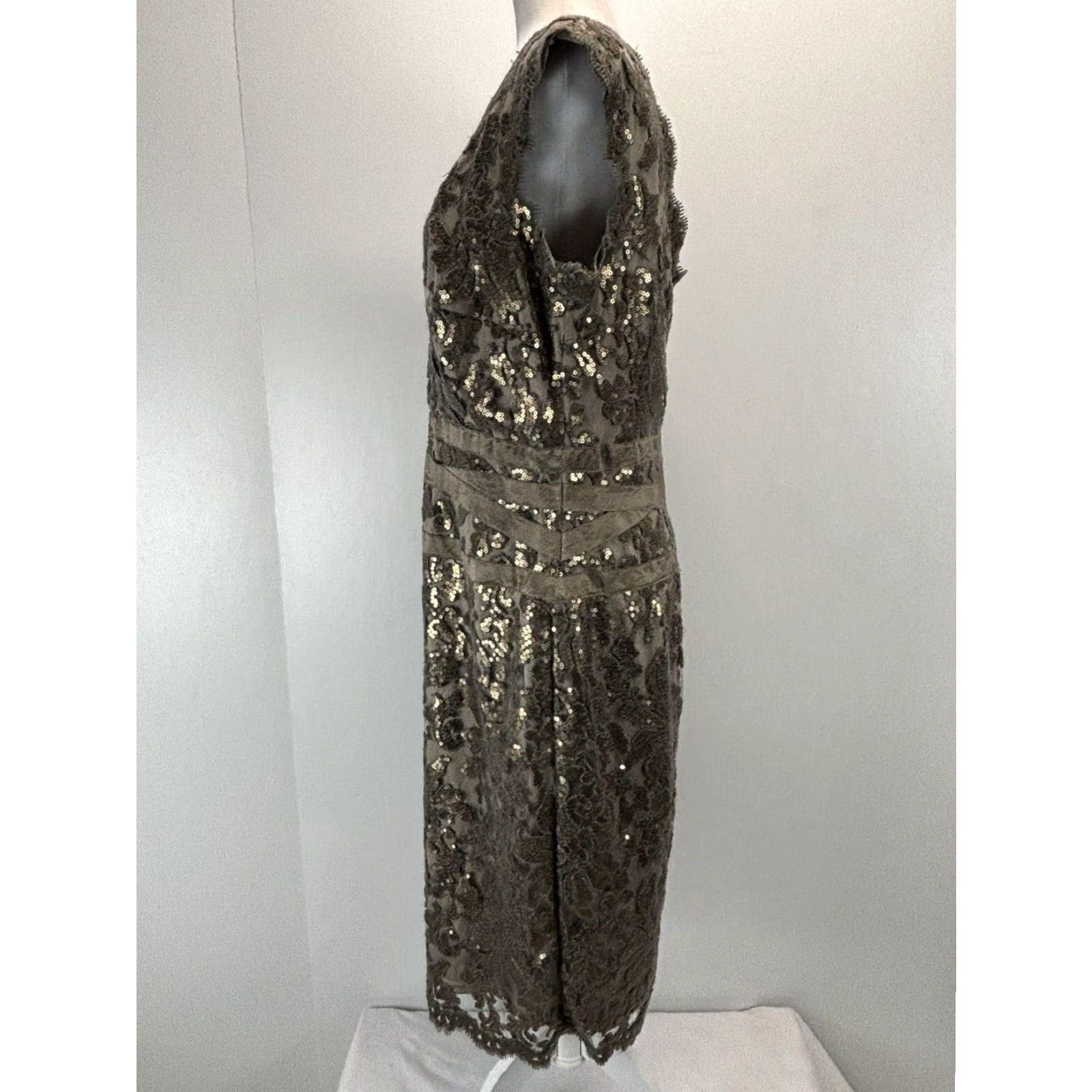 Tadashi Shoji Tadashi Shoji Sequin Lace Cocktail Dress, Gold, Size 16, Womens Size XXL / US 16-18 / IT 52-54 - 2 Thumbnail