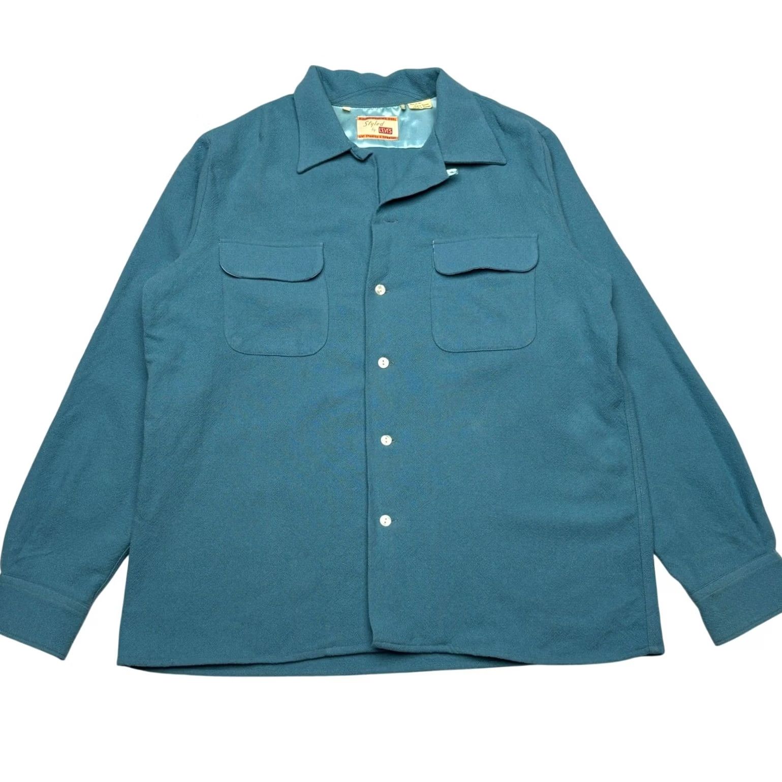 Levi's VINTAGE Levi's Camp Loop Collar Button Up Shirt Men M Wool LVC Styled 1950s Wool Shirt Mens Medium Blue Size US M / EU 48-50 / 2 - 2 Thumbnail