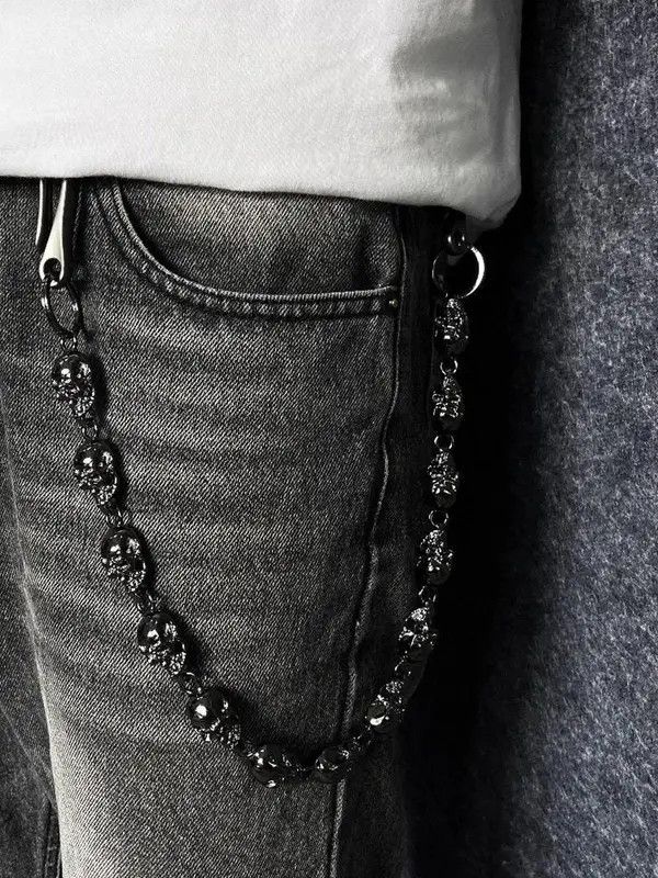 Jewelry Metal Big Skull Wallet Chain, Pants Chain Size ONE SIZE - 6 Thumbnail