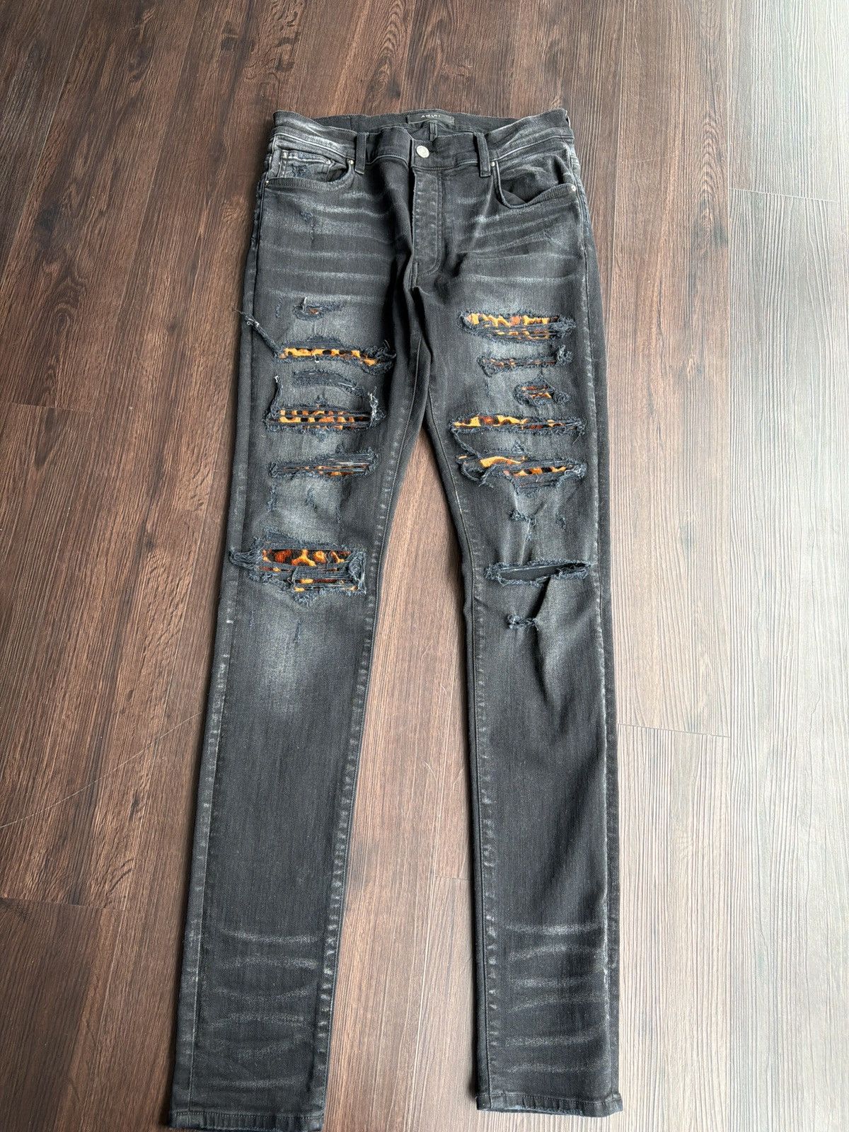 Amiri Amiri Black Cheetah Thrasher Size US 32 / EU 48 - 1 Thumbnail