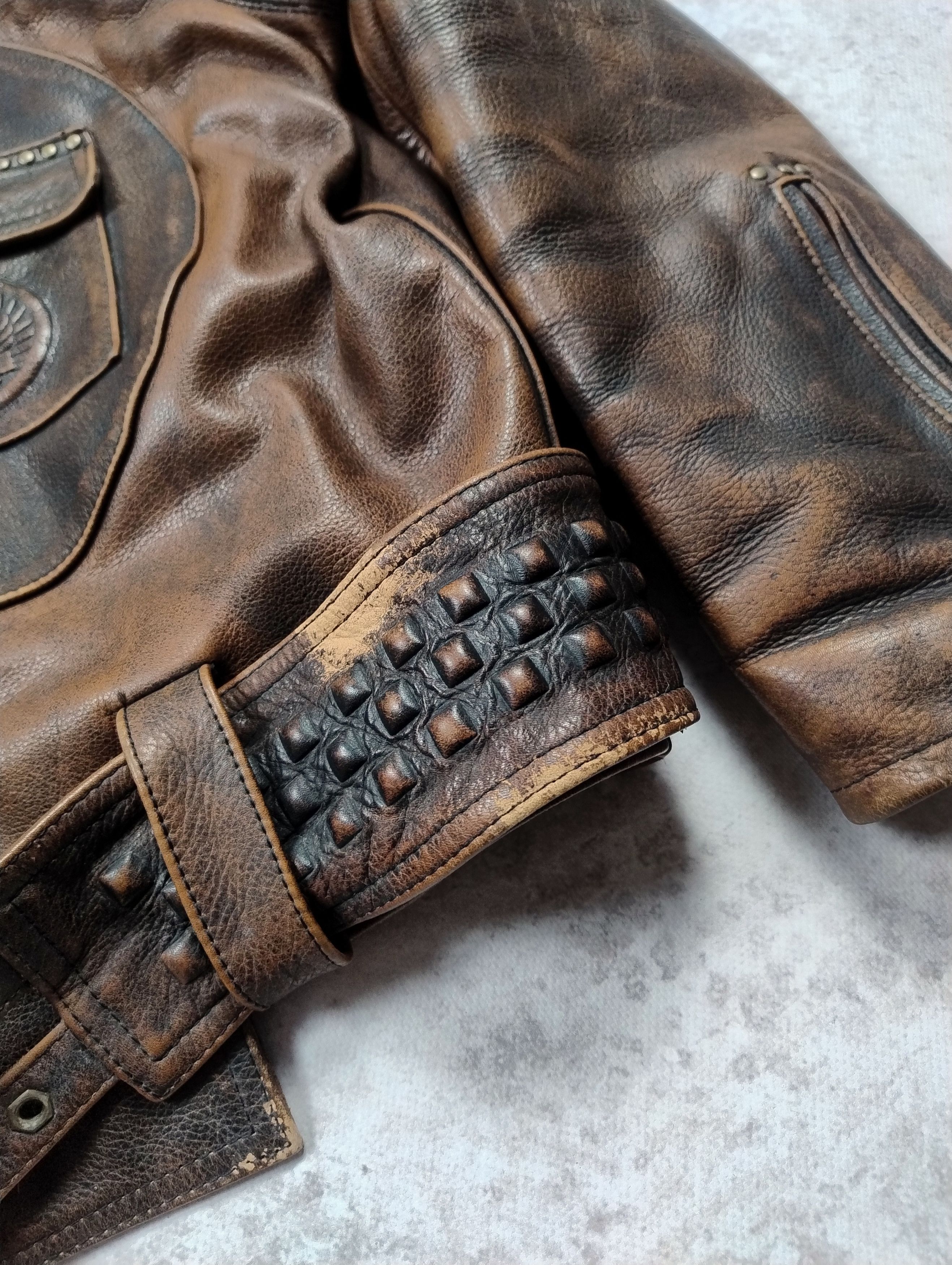 Harley Davidson Harley-Davidson vintage heavy leather jacket 90s rare biker Size US XXL / EU 58 / 5 - 5 Thumbnail