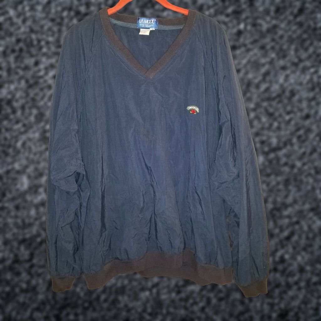Vintage VINTAGE LaMode Windbreaker Shirt Jacket XL Blue Embroidered Smucker's Co Fruit Spread Jelly Jam Pullover Nylon Men Size US XL / EU 56 / 4 - 1 Thumbnail