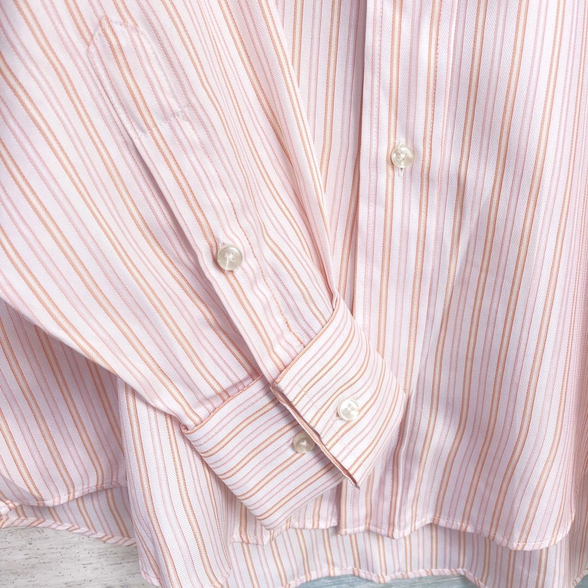 Z Zegna Ermenegildo Zegna Herringbone Striped Dress Shirt Pink 16.5 Size US L / EU 52-54 / 3 - 3 Thumbnail
