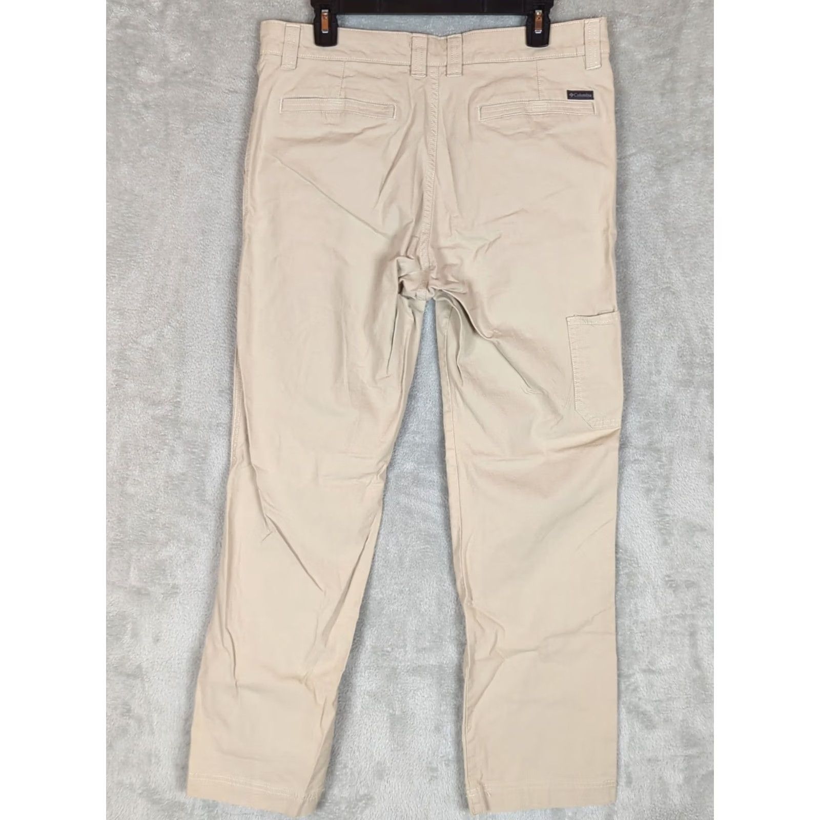 Vintage Columbia Flex Roc Pants 33x32 Beige Hiking Pants Men Regular Straight Leg Comfort Stretch Pockets Omni-Shade Canvas Cotton Elastane Outdoor Nature Size US 33 - 2 Thumbnail