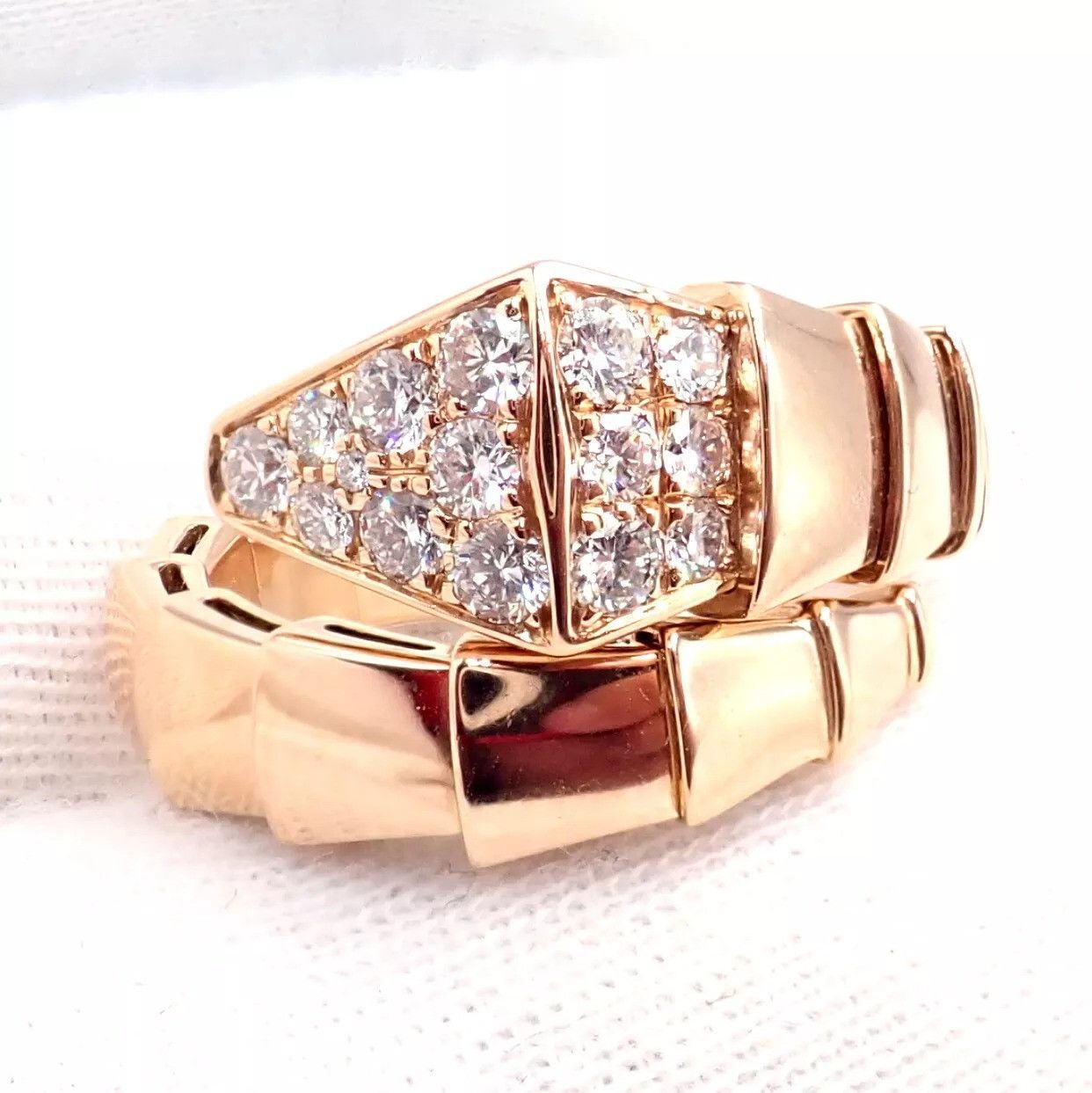Bvlgari Bulgari Bvlgari Viper 18k Rose Gold Diamond Large Ring Size ONE SIZE - 4 Thumbnail