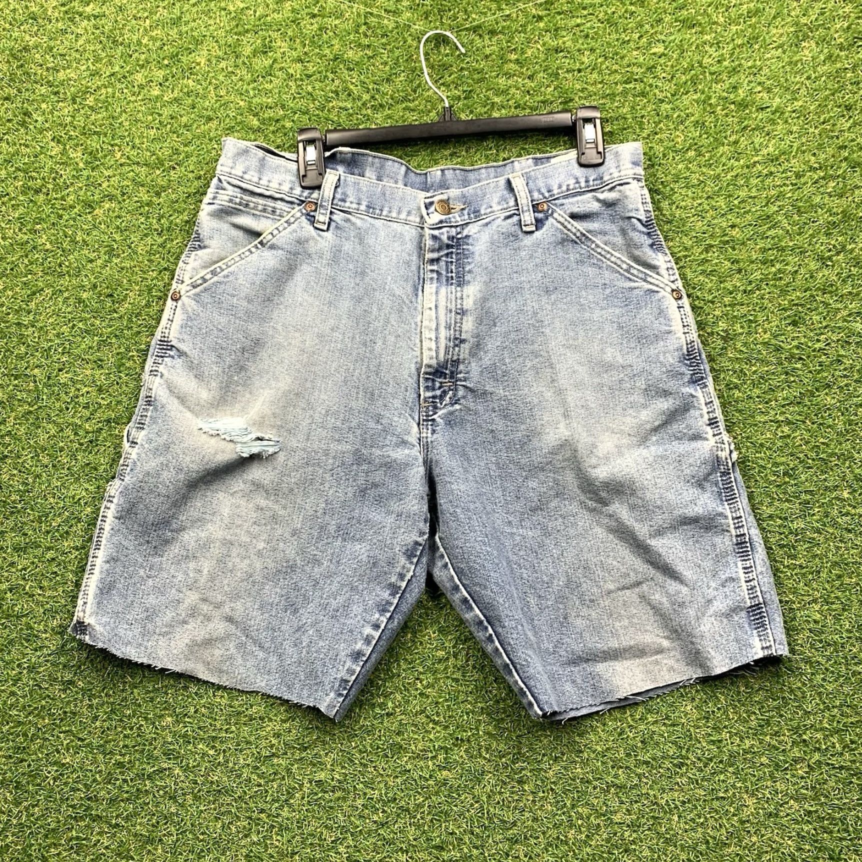 Wrangler VINTAGE Wrangler Jeans Shorts Mens 34 Blue Denim Carpenter Baggy 90s Denim Jeans Short? Size US 34 / EU 50 - 2 Thumbnail