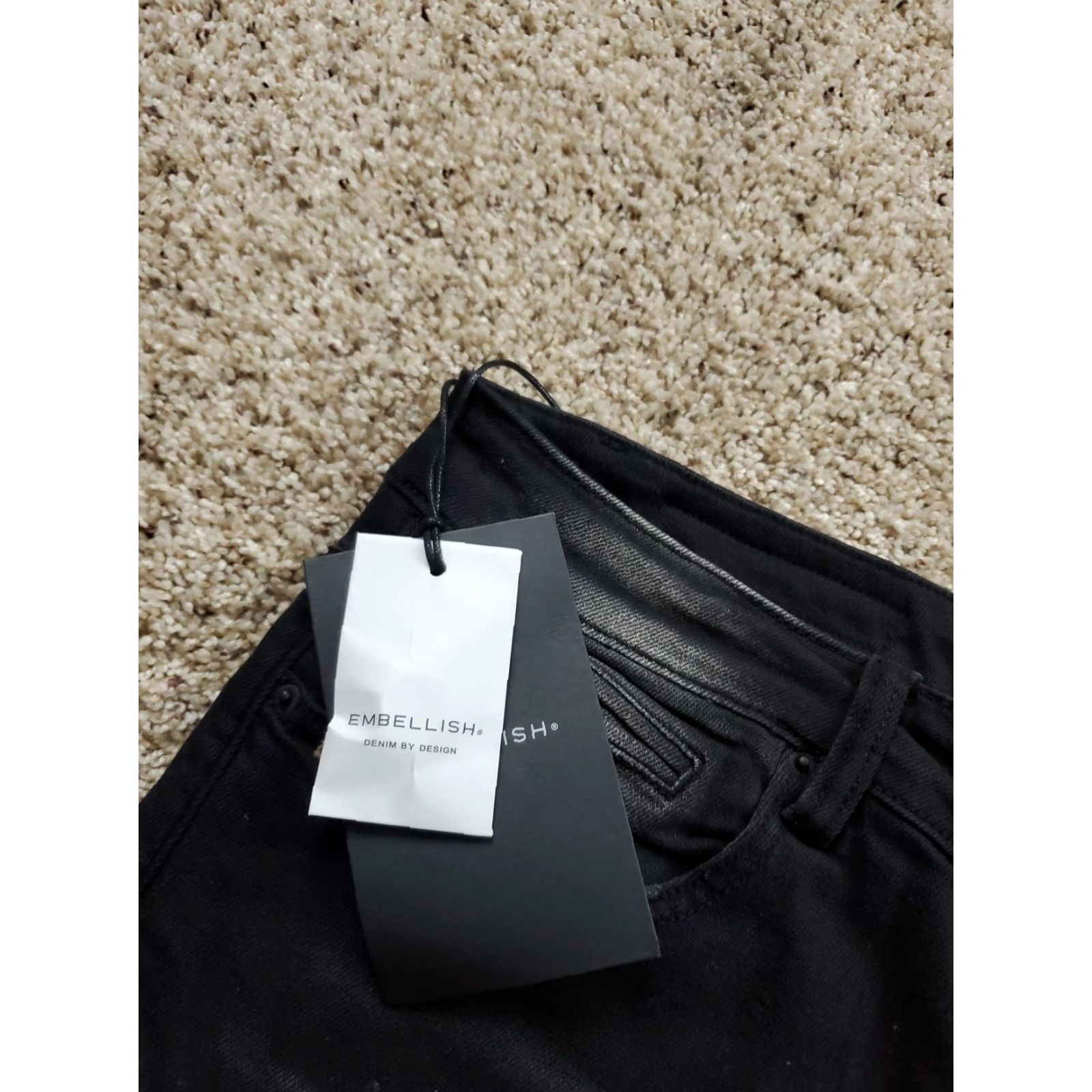 Denime Embellish Jeans Mens 42 Black Patchwork Distressed Skinny Denim Pants NWT Size US 42 / EU 58 - 3 Thumbnail