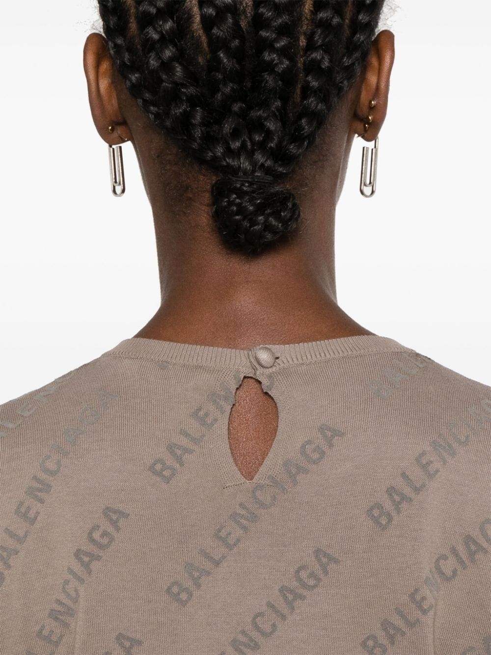 Balenciaga o1y0625 Logo Sweater in Taupe Size L / US 10 / IT 46 - 3 Thumbnail
