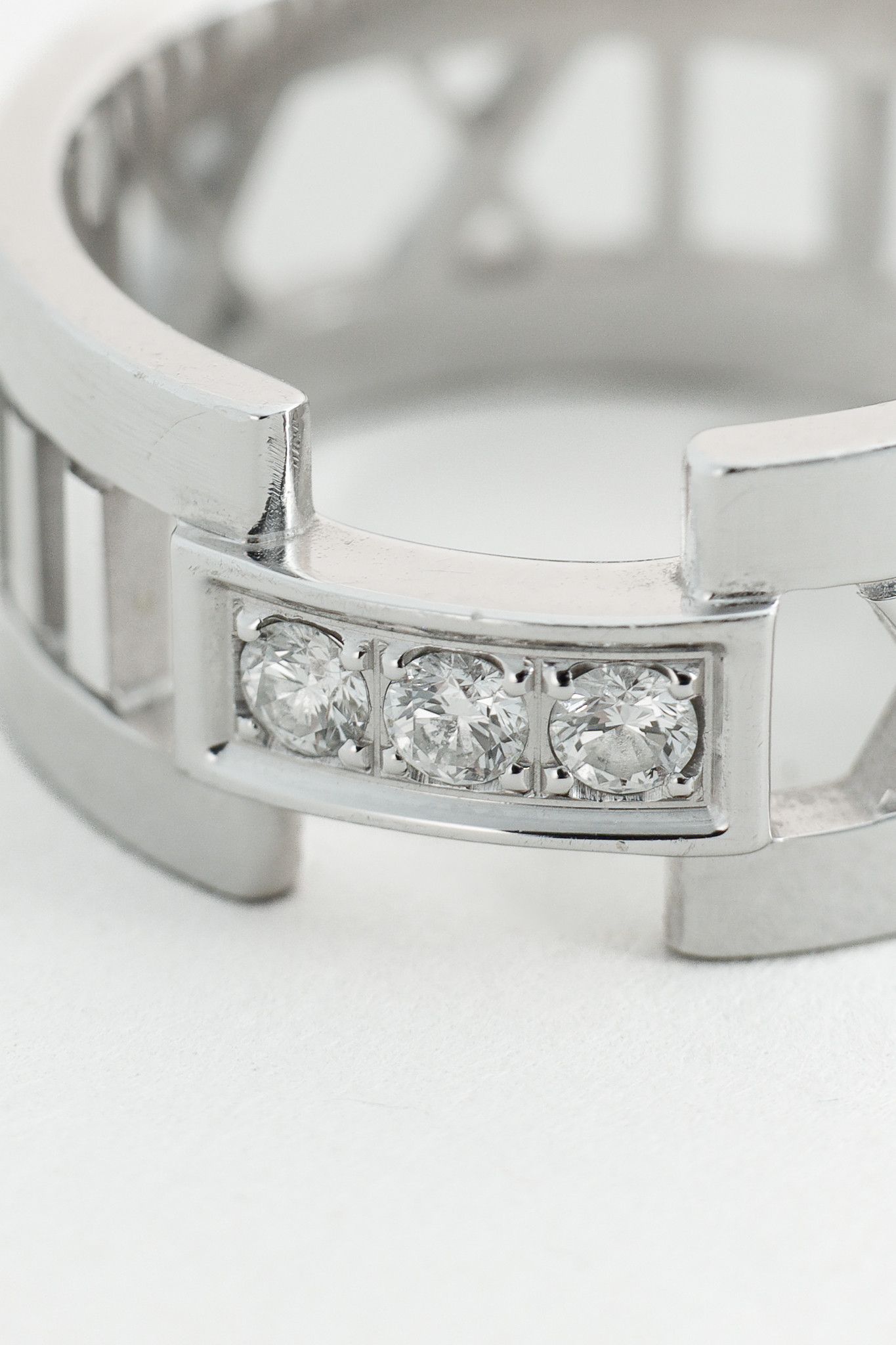 Tiffany & Co. Tiffany & Co. Atlas 18K White Gold & Diamond Roman Time Ring Size ONE SIZE - 5 Thumbnail