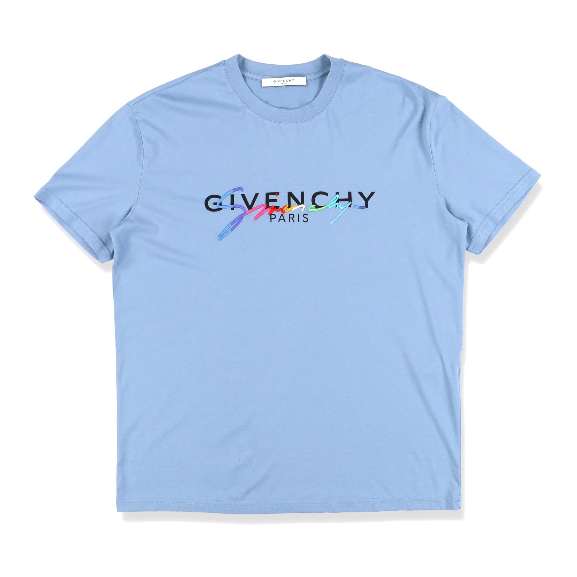 Givenchy Blue Rainbow Signature Logo T-Shirt Size US S / EU 44-46 / 1 - 1 Thumbnail