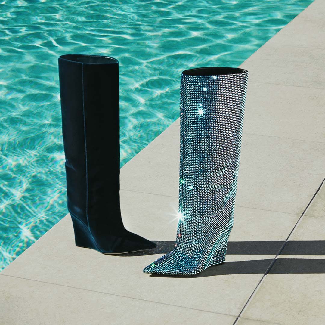 Jimmy Choo Jimmy Choo Malibu Mix Suede Knee-high Boots with Crystals Size US 9 / IT 39 - 12 Thumbnail