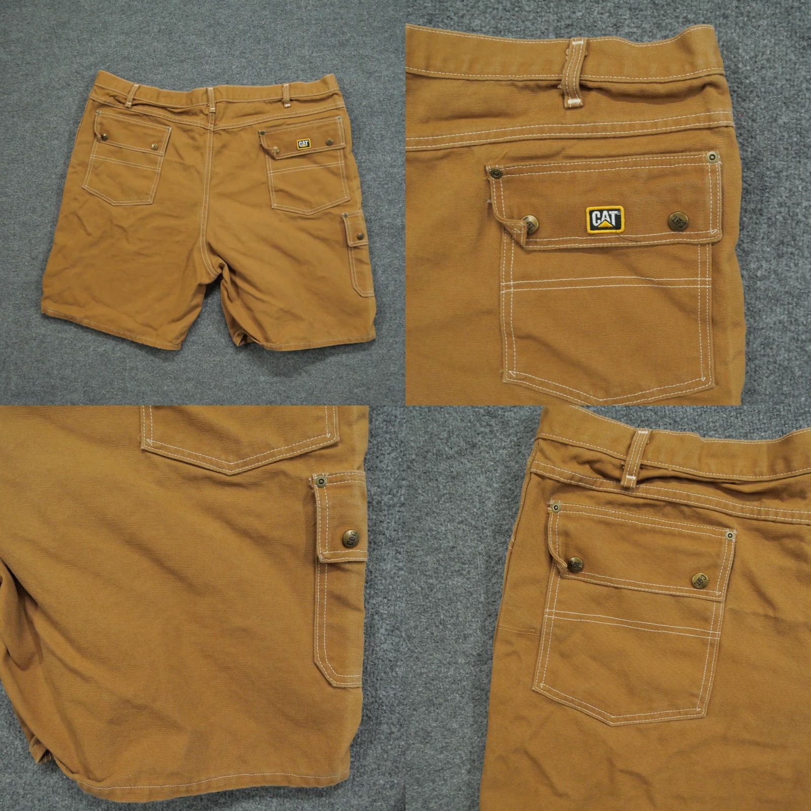 Vintage VINTAGE CAT Cargo Shorts Mens 44 Brown Canvas Workwear Relaxed Cargo Pocket 8in Inseam Summer Mens Brown CAT Shorts Size US 44 / EU 60 - 9 Thumbnail