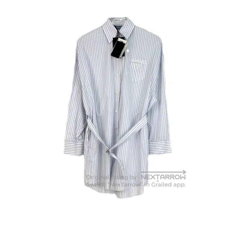 Prada Prada Blue and white vertical striped shirt with belt Size XS / US 0-2 / IT 36-38 - 1 Thumbnail