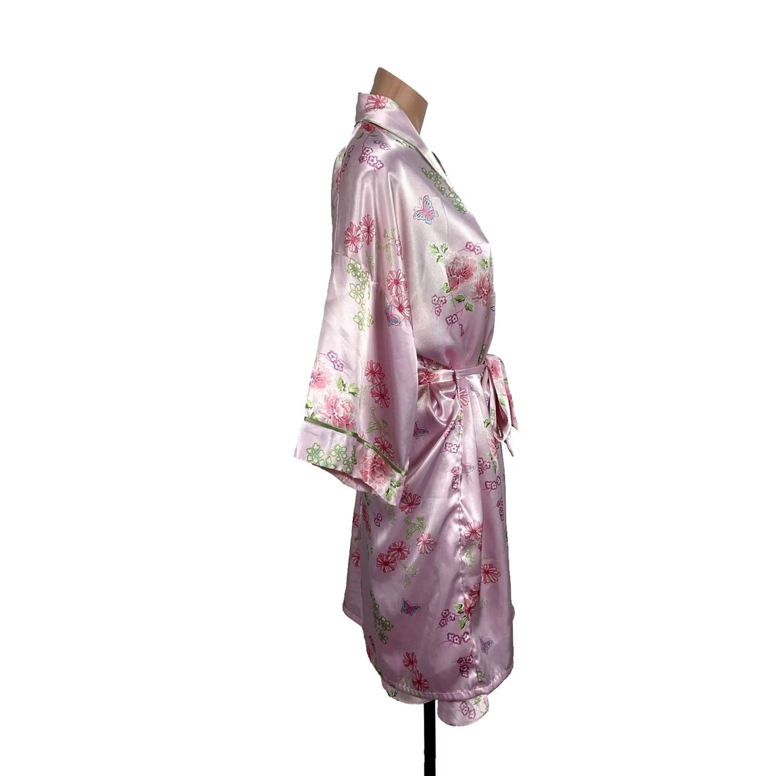 Vintage VINTAGE SUSSAN LINGERIE Nightie Sleepwear Gown Silky Pink Shiny Robe Peignoir 2pc Set M Womens Size ONE SIZE - 7 Thumbnail