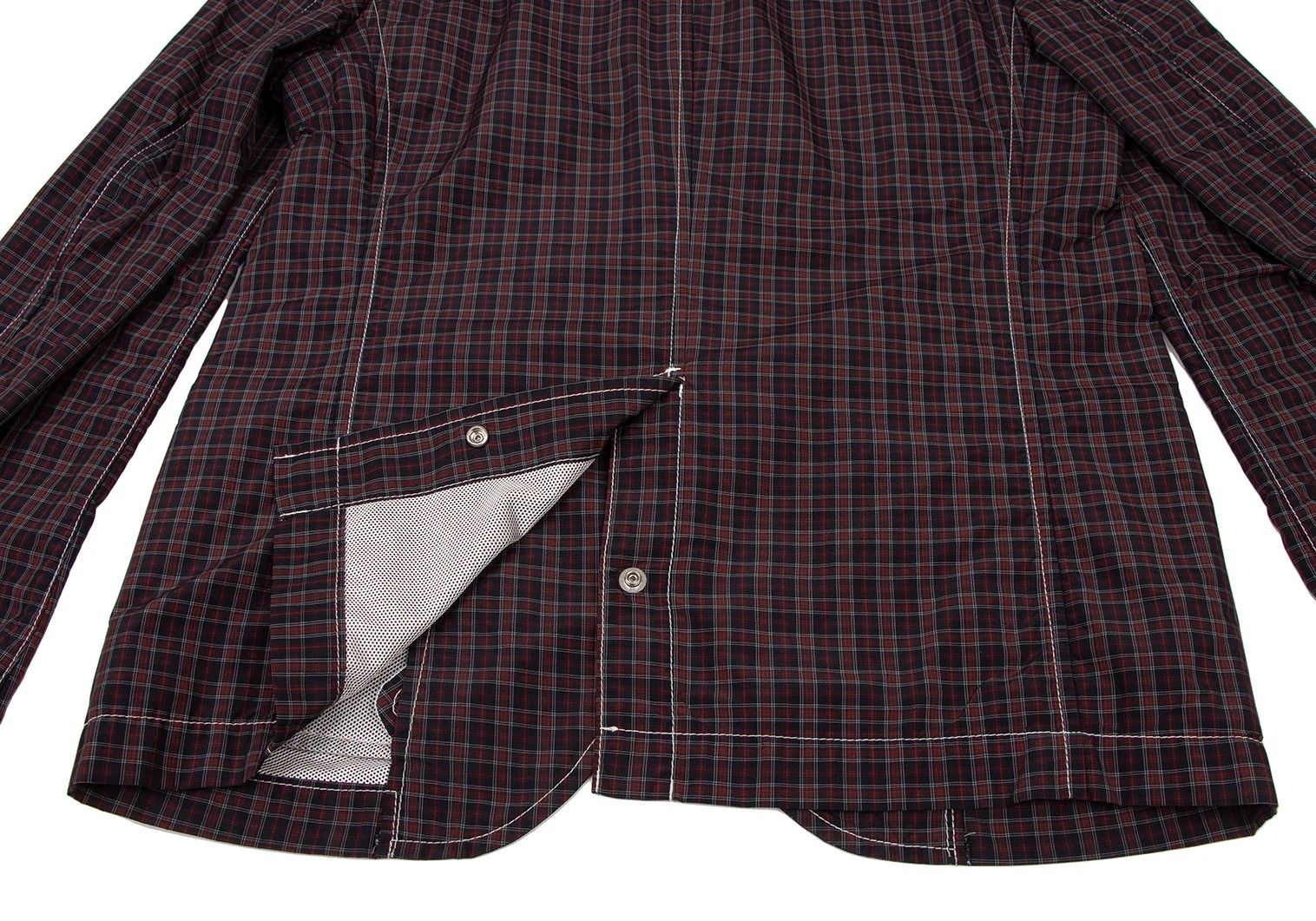 Junya Watanabe Mesh Lined Check Jacket in Navy and Red, Size S Size US S / EU 44-46 / 1 - 16 Thumbnail