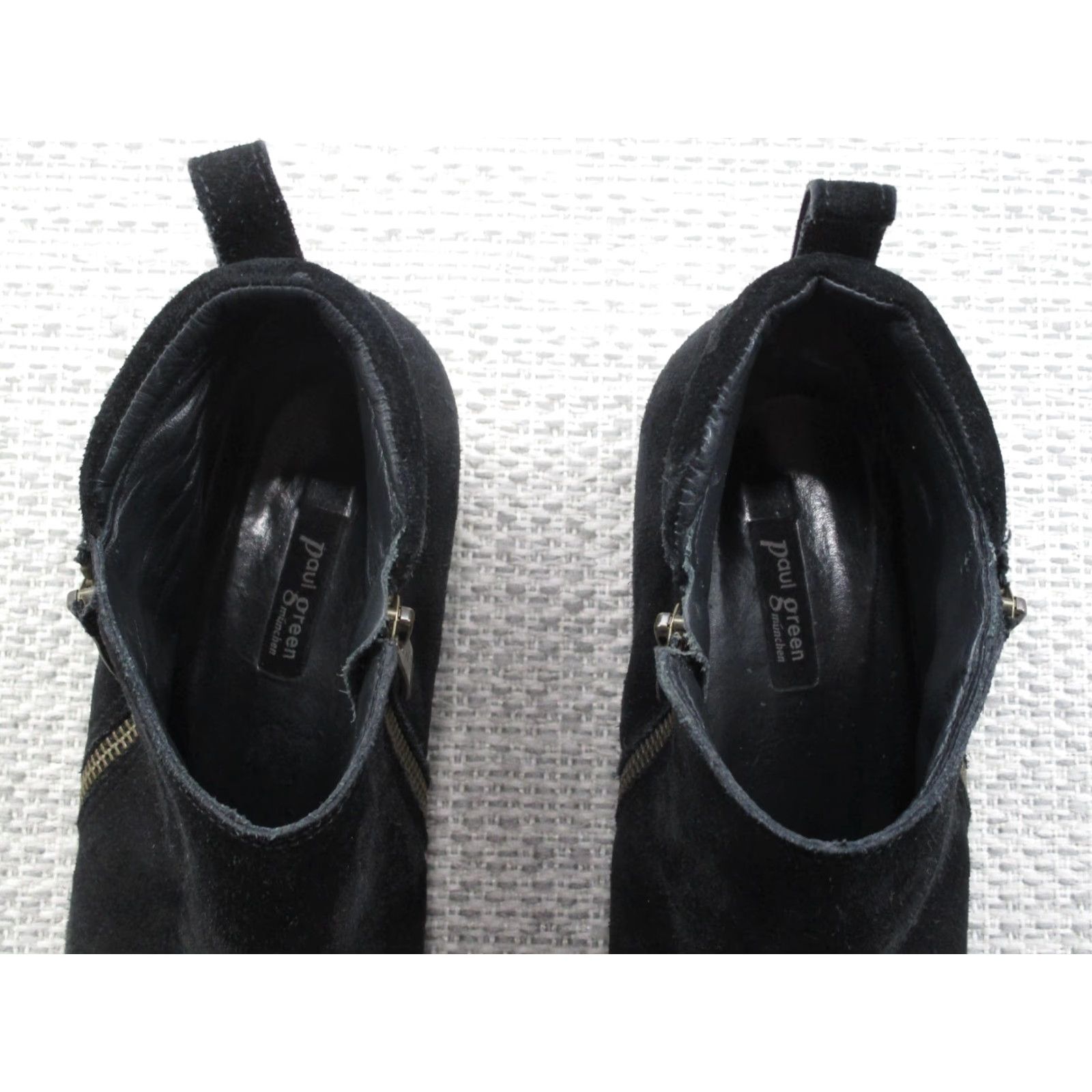 Vintage Paul Green Boots Womens Size 7 Suede Leather Side Zip Ankle Booties Black Leather Lining Block Heel Classic 7 US Womens Austria Size US 7 / IT 37 - 5 Thumbnail