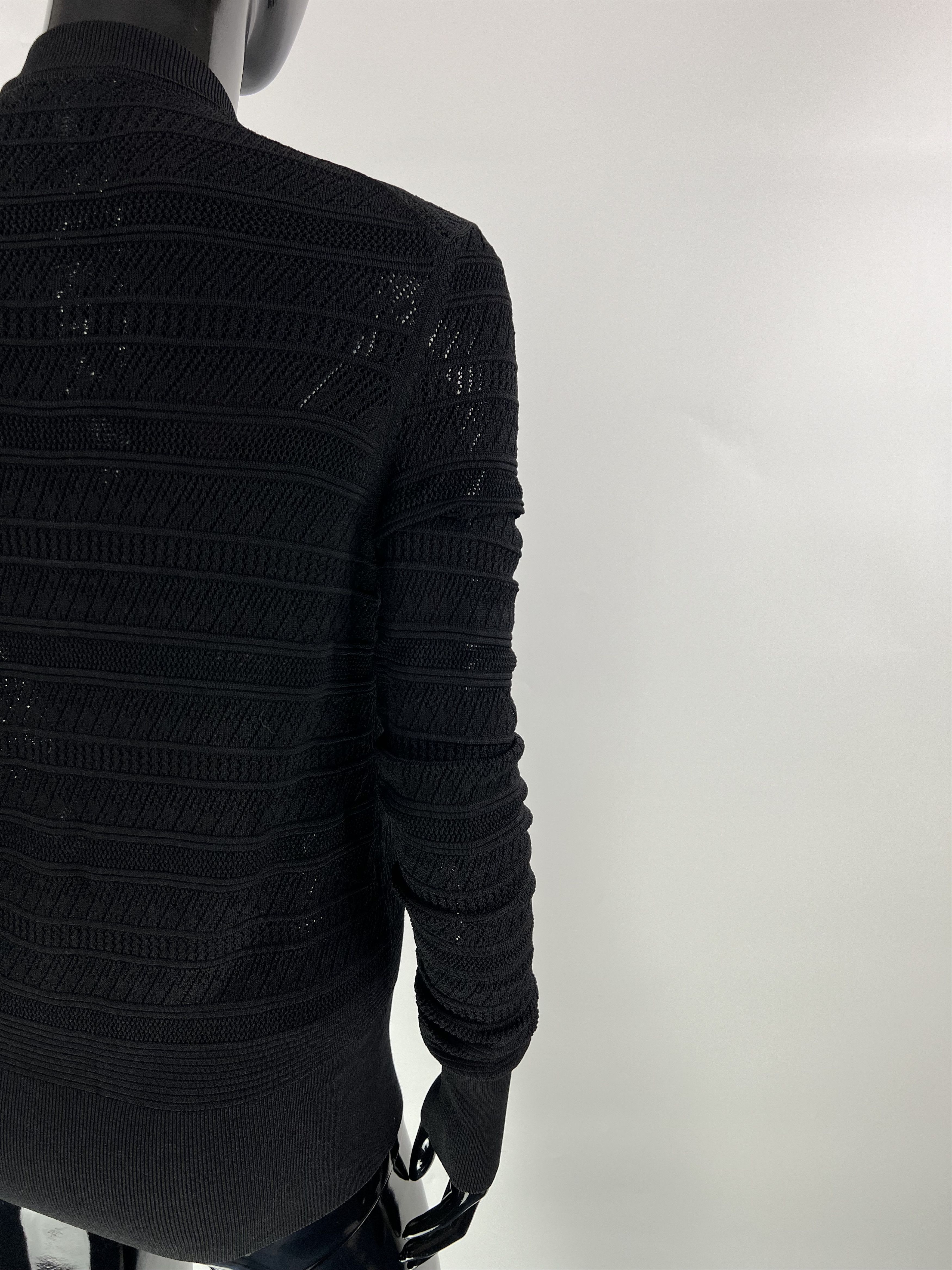 Escada × Escada Sport Escada Sport Black Knitted Mesh Full Zip Sweater Size XS Size XS / US 0-2 / IT 36-38 - 9 Thumbnail