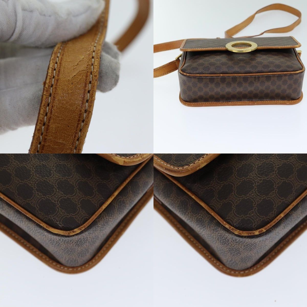 Celine CELINE Macadam Canvas Shoulder Bag Pvc Leather Brown Size ONE SIZE - 10 Thumbnail