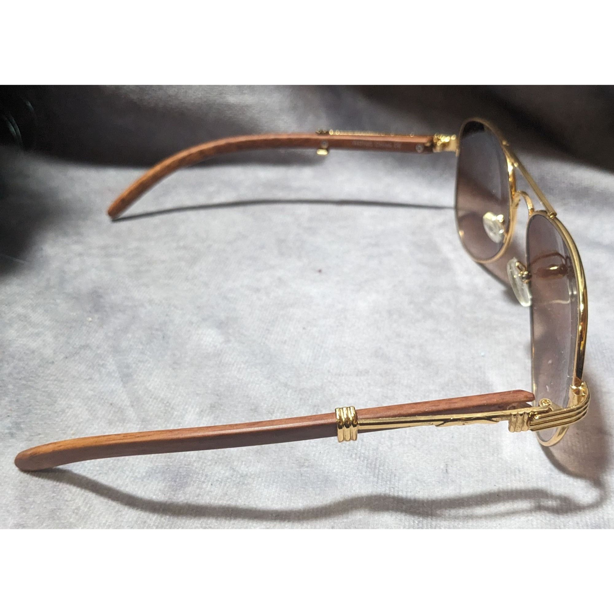 Other NY Sunglasses Gold And Wood Look Aviator Sunglasses Size ONE SIZE - 15 Thumbnail