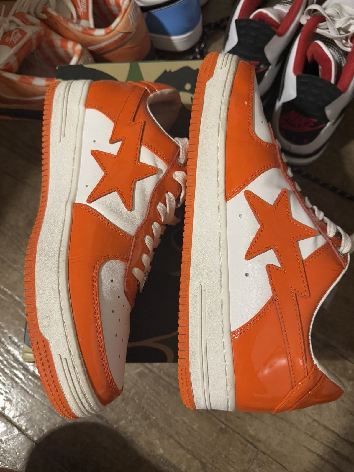 Bape 2021 patent leather orange bapesta Size US 12 / EU 45 - 3 Thumbnail